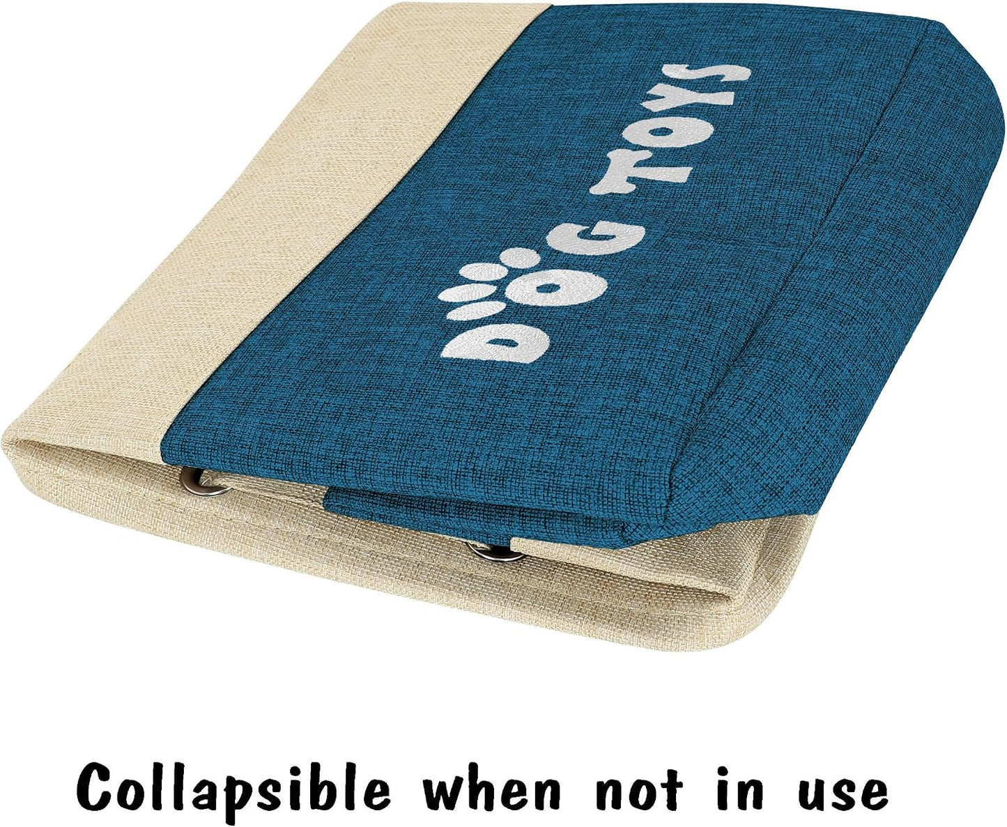 PET ARTIST Dog Toy Basket, Large Collapsible, Navy Blue, L:15"x13"x12" | Dog Toy Bin Box, Comfortable Handles, Large Pet Toy Storage Organizer, For Accessories, Toys, Coat & Clothing, Blanket Leash