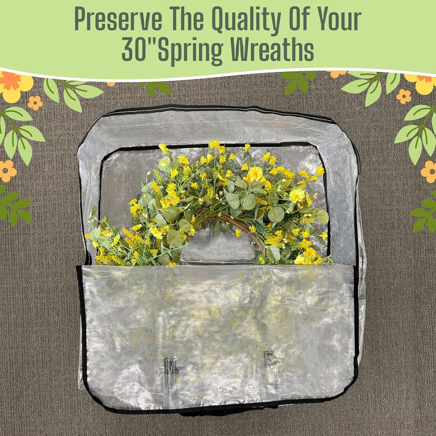 VENO 5 Pack Clear Moving Bags, Fits 30" Wreath & Storage Totes, Heavy Duty Packing Bags with Handles for Clothes & Bedding