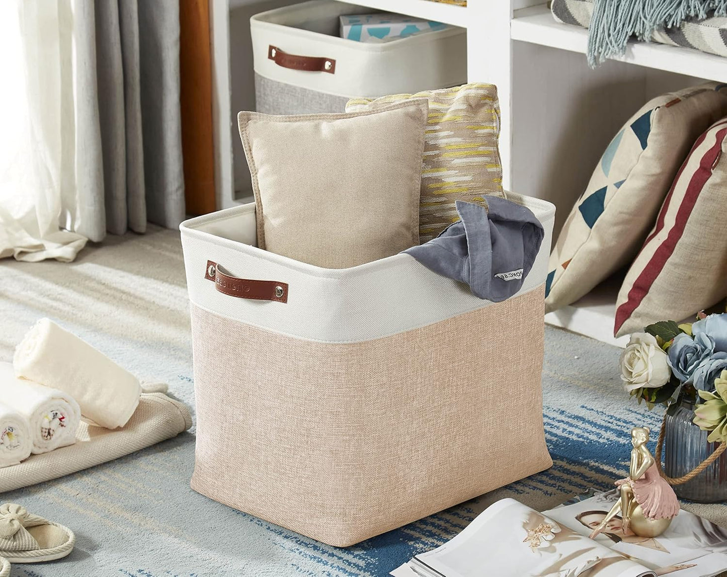 DECOMOMO Extra Large Storage Baskets, 54.5L Fabric Storage Bins 3 Pack