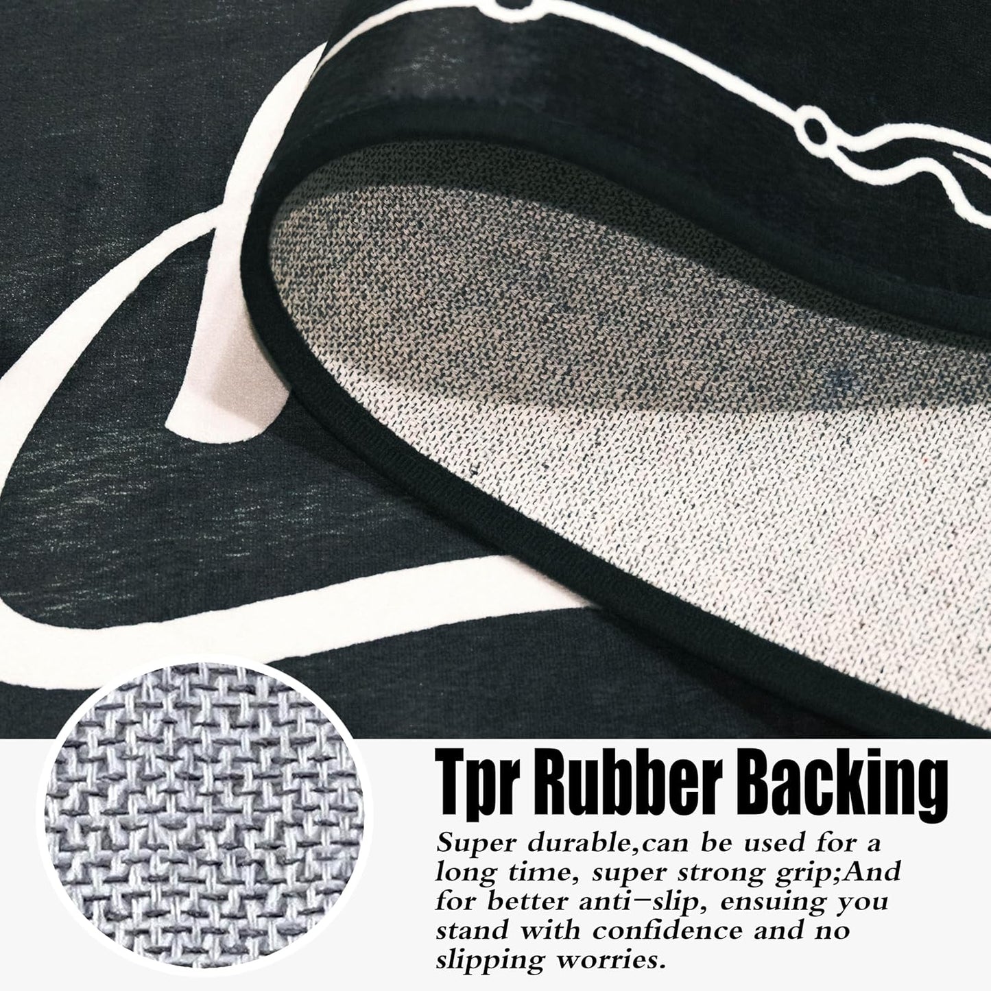 Laundry Room Rug Runner 20"X49" TPR Non Slip Farmhouse Laundry Rugs for Laundry Room Decor Washable Runner Rugs for Kitchen Floor Mudroom and Bathroom-Black