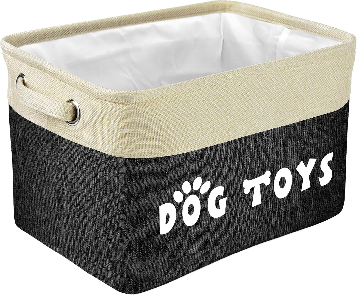 PET ARTIST Dog Toy Basket, Large Collapsible, Navy Blue, L:15"x13"x12" | Dog Toy Bin Box, Comfortable Handles, Large Pet Toy Storage Organizer, For Accessories, Toys, Coat & Clothing, Blanket Leash