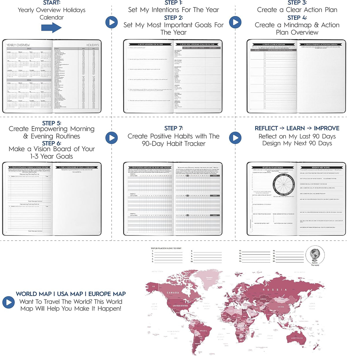 Life & Goal Planner - Weekly & Monthly Planners for Women & Men