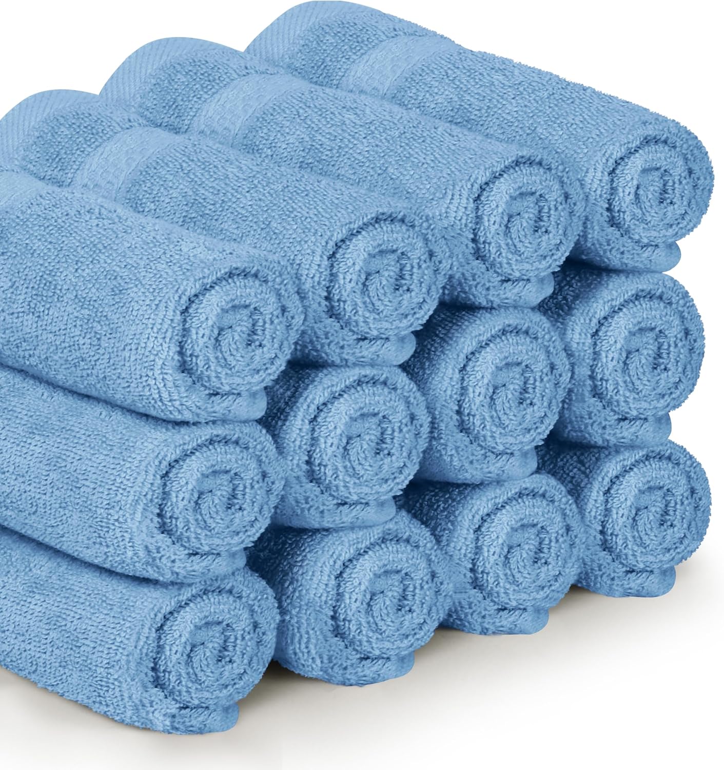 Utopia Towels 12 Pack Premium Wash Cloths Set, 12 by 12 Inches, 100% Cotton Ring Spun, Highly Absorbent and Soft Feel Essential Washcloths for Bathroom, Spa, Gym, and Face, Electric Blue