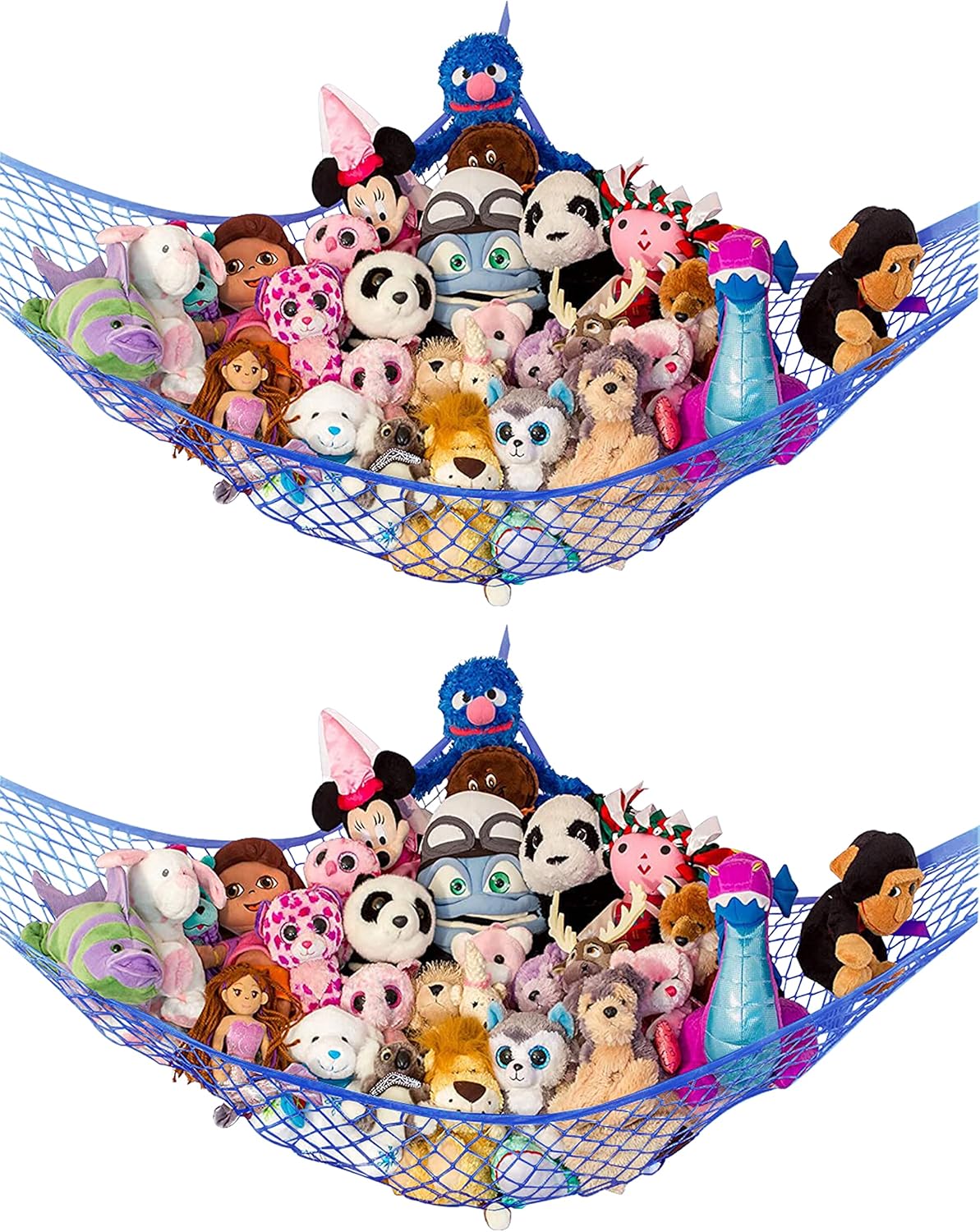 Stuffed Animal Hammock 2 Pack | Corner Stuffed Animal Storage & Plushie Net | Toy Hammock for Stuffed Animals | Holds 12lbs | Easy Hang, All Hardware Included | Black Bedroom Decor | by Lilly's Love