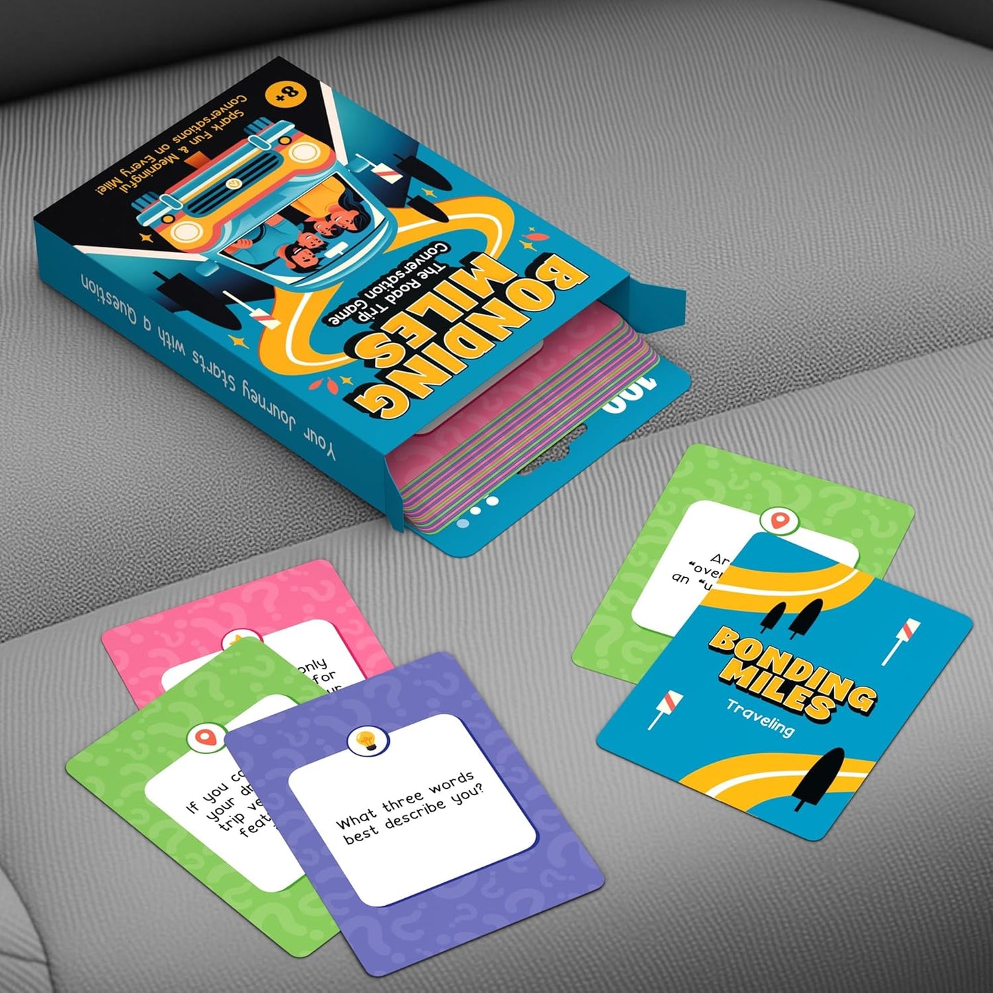WELL BALANCED Bonding Miles – Road Trip Conversation Card Game for Kids, Teens & Adults, Car Game, Travel Essentials