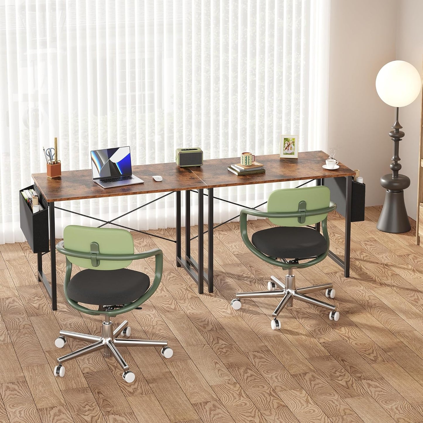 OLIXIS Computer Desk 40 Inch Home Office Desks for Small Spaces, Gaming Writing Study Work Table with Storage Bag and Headphone Hook for Bedroom, Rustic Brown