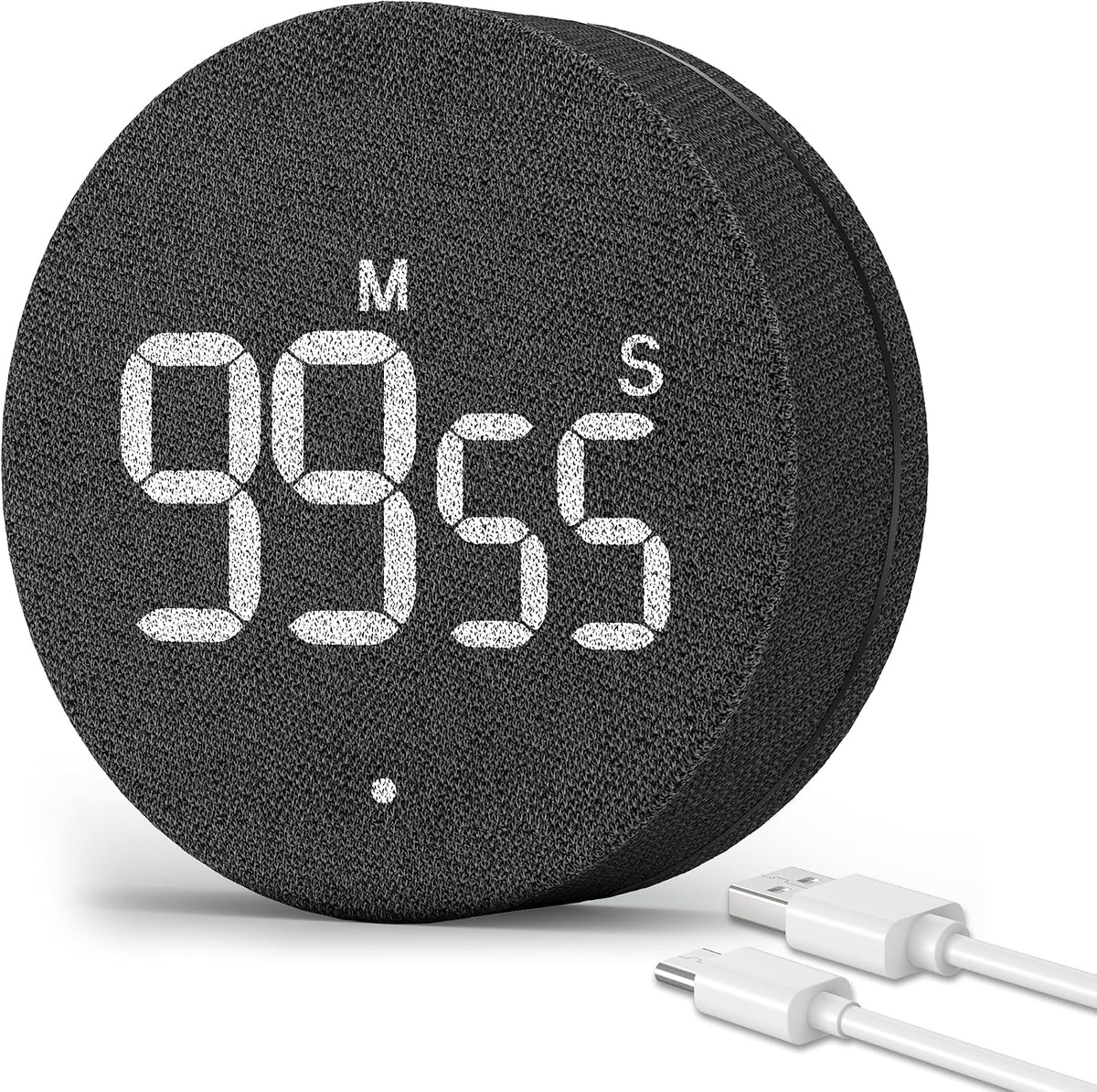 AVINIA Desk Timer for Productivity Magnetic Digital Kitchen Timer Rechargeable Fabric Mesh Cover 99 Mins Countdown/Count Up Stylish Efficana Konah Home Timmer for Cooking (Fabric Gray)