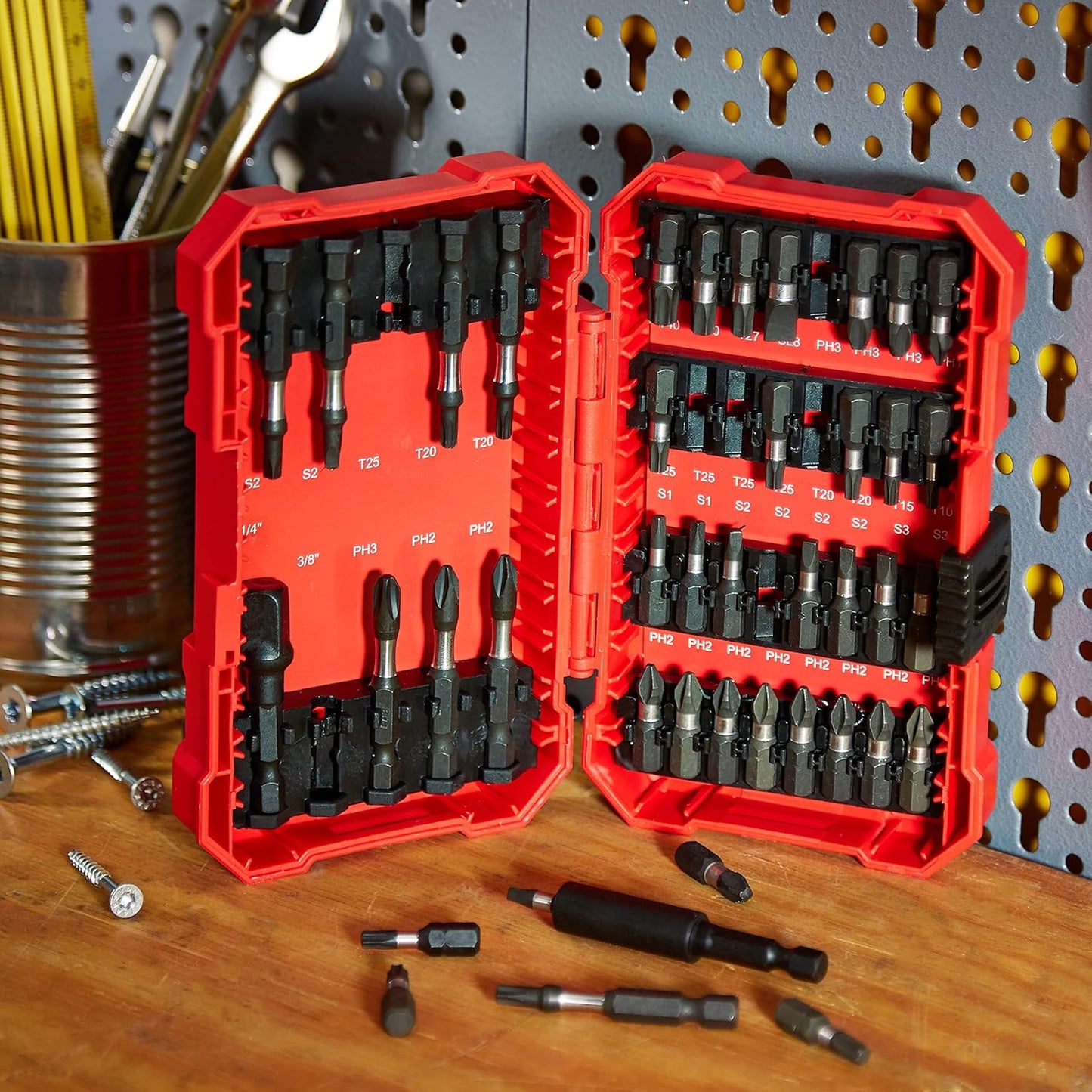 Amazon Basics 42-Piece Impact Screwdriver Bit Set with Phillips, Slotted and Torx Bits, Portable Storage Case