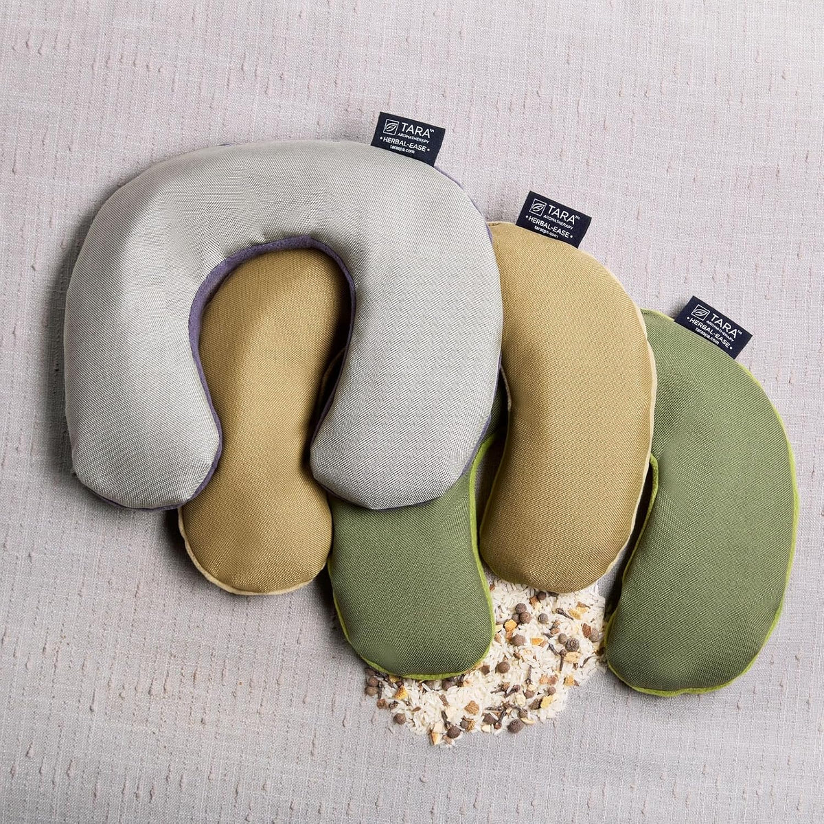 TARA Spa Therapy Herbal-Ease Aromatherapy Pillow Gift Bag Set, Neck + Silk Eye Pillow, Chai
