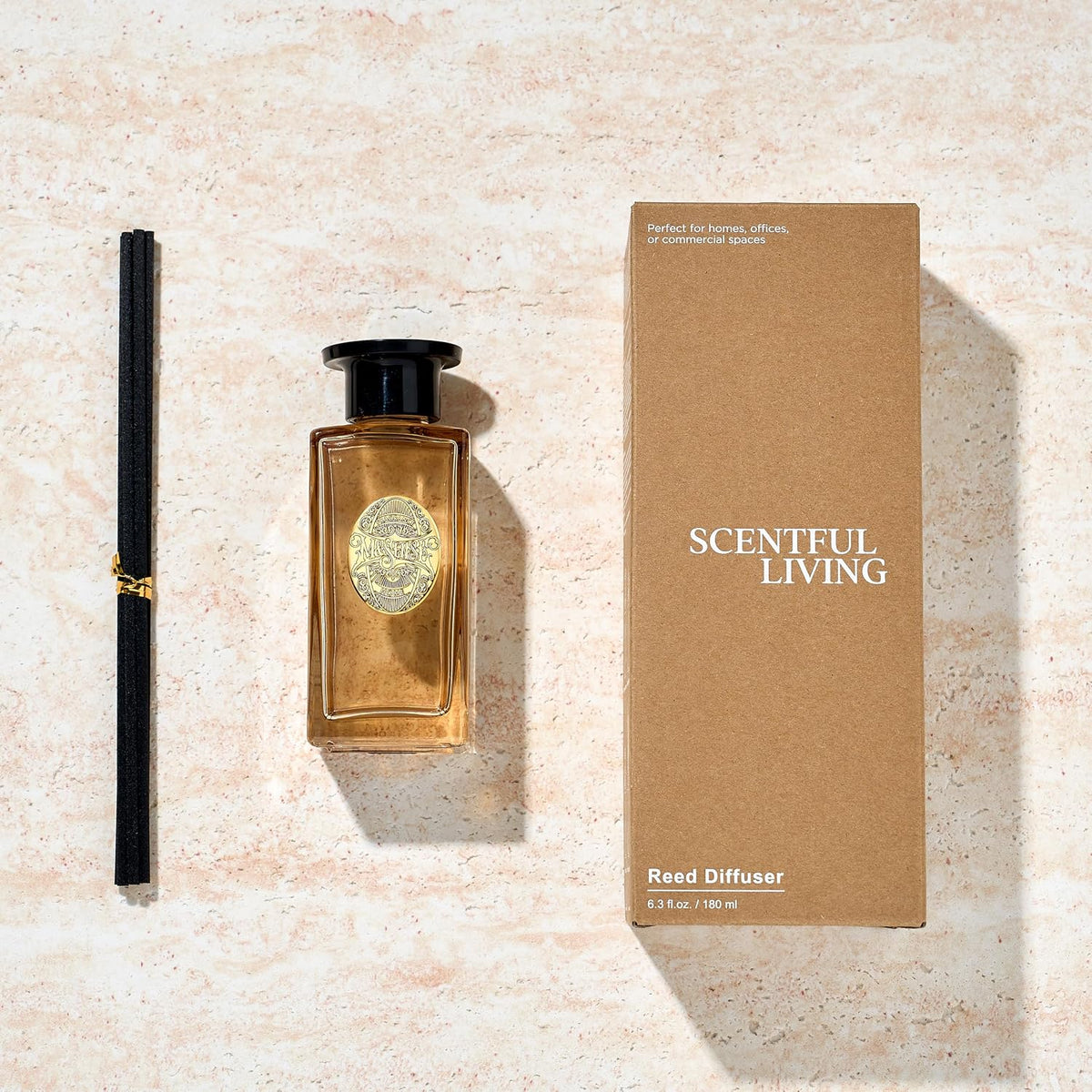 M&SENSE 6.3 oz Large Reed Diffuser Set | Bamboo Scent Oil Diffuser with Sticks | Hotel Collection Non-Toxic Essential Oil |for Bedroom Bathroom Living Room