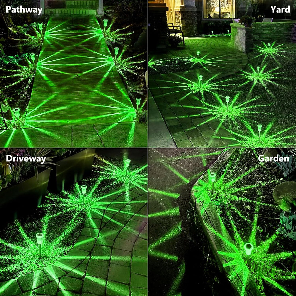 Solar Lights Outdoor 10 Pack Solar Pathway Lights Green Halloween Decorations Waterproof Yard Lighting for Outside Driveway Garden Walkway Path Landscape Lawn