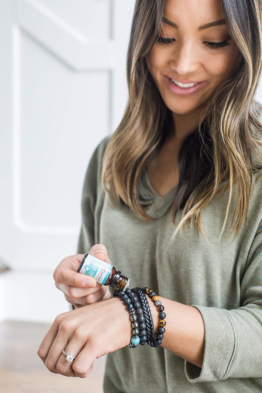 Wild Essentials Tiger Eye Lava Stone Essential Oil Diffuser Bracelet, Expandable up to 8 inches, Aromatherapy Jewelry for Women and Men