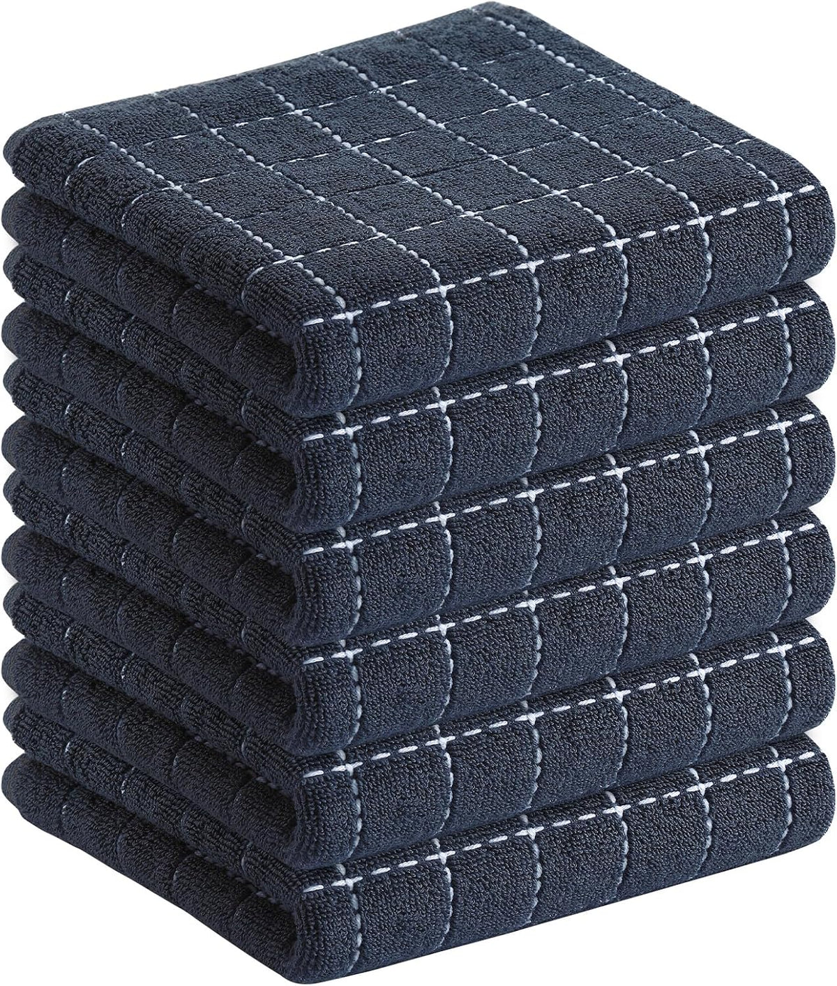 Homaxy 100% Cotton Terry Kitchen Towels, 6 Pack, Dark Grey