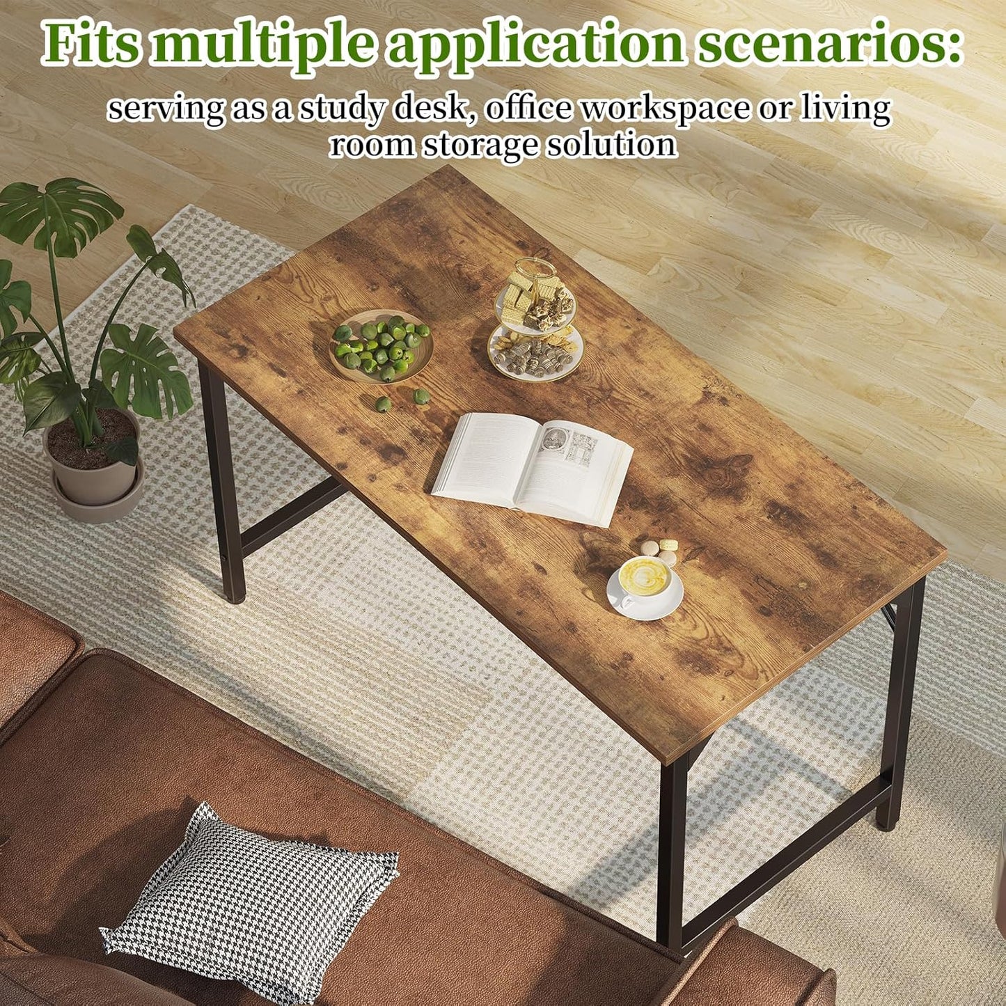 Grandder 32 inch Computer Desk, Small Home Office Desk Study Writing Kid Table for Small Spaces, Simple PC Work Desk, Adjustable Feet, Rustic Brown