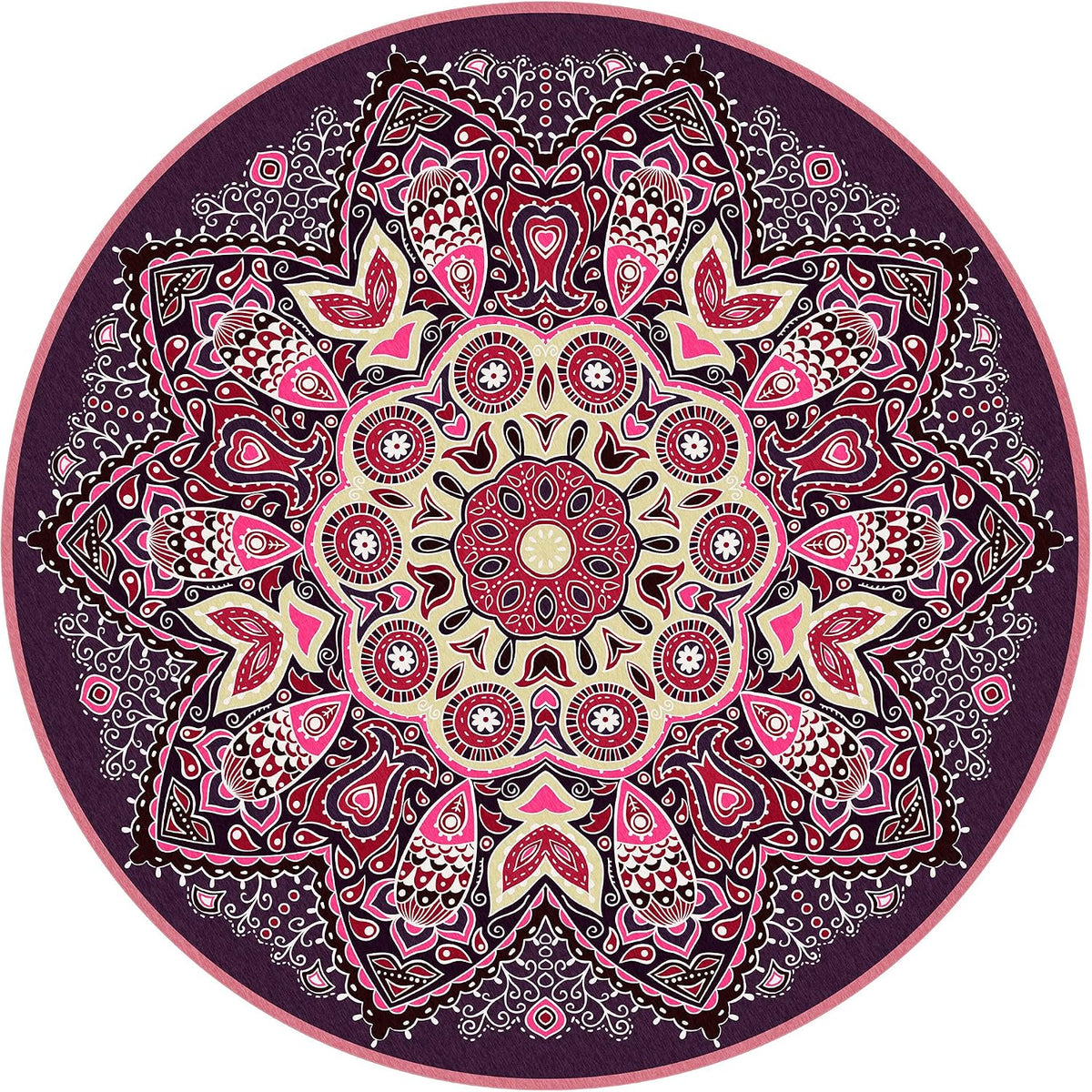 Knsbk Large Round Yoga Mat 4.6'X3.5mm for Exercise Premium Extra Thick, Ultra Comfortable, Non Slip, Meditation Mat