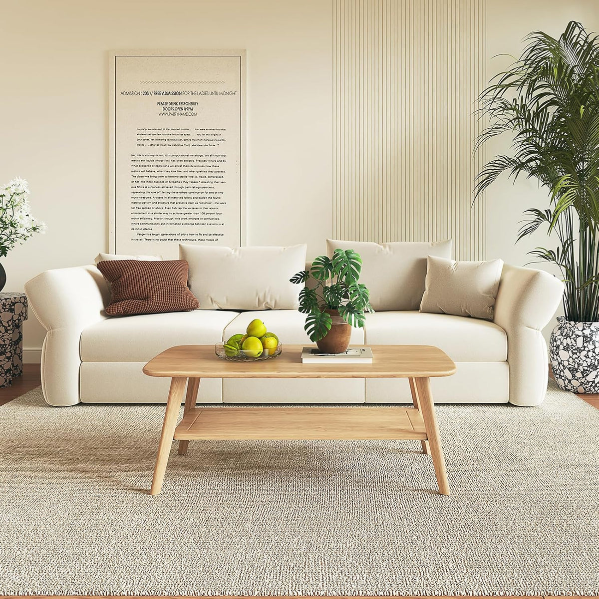 Coffee Table Small Solid Wood Center Table Mid Century Vintage Living Room Coffee Table, Original 39.37 Inch