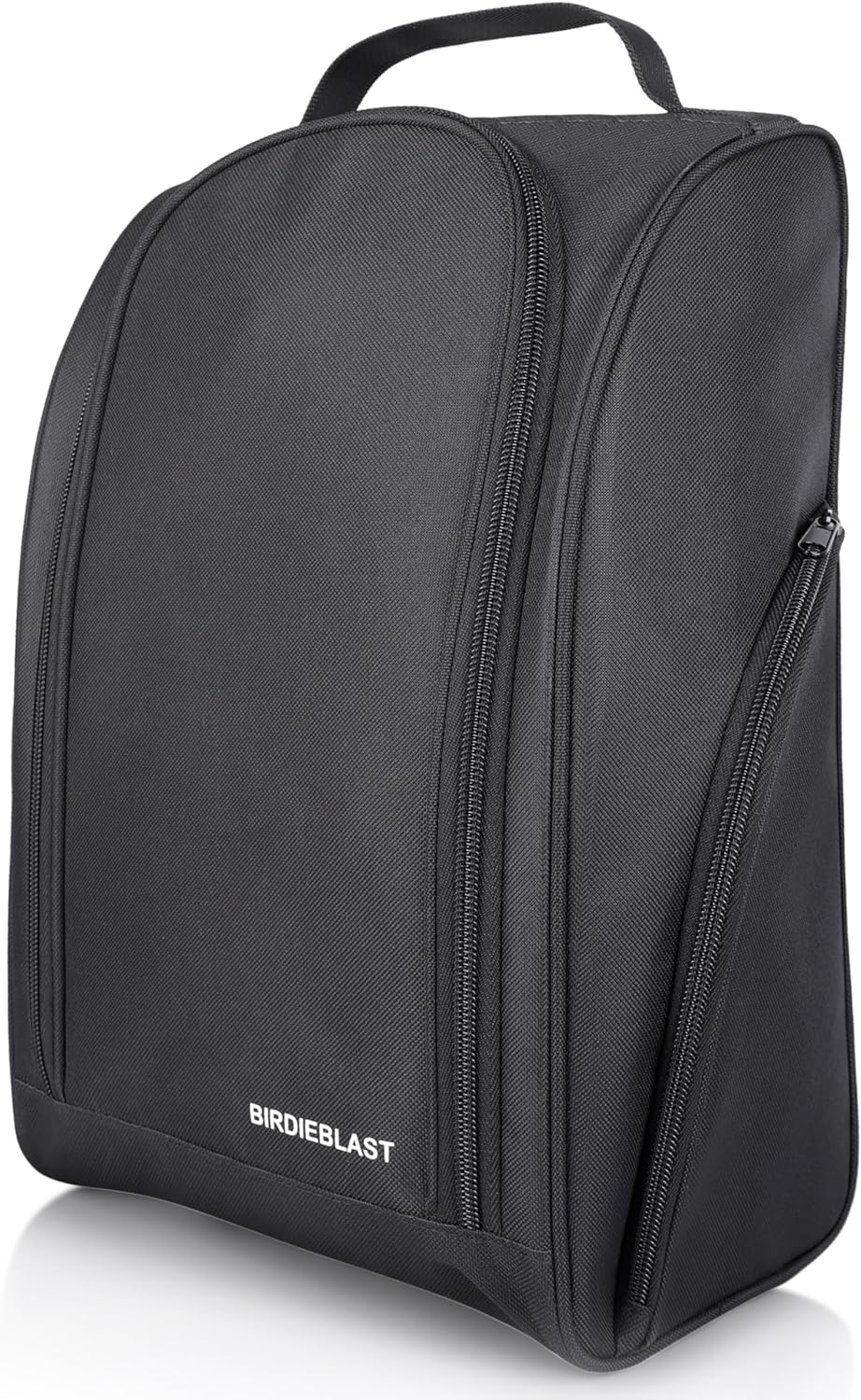 Golf Shoe Bag, Zipper Sports Shoe Strap Bag with Side Accessory Pocket for Storing Golf Accessories, Padded Golf Shoe Carry Bags with Clasped Strap Handle (Black)