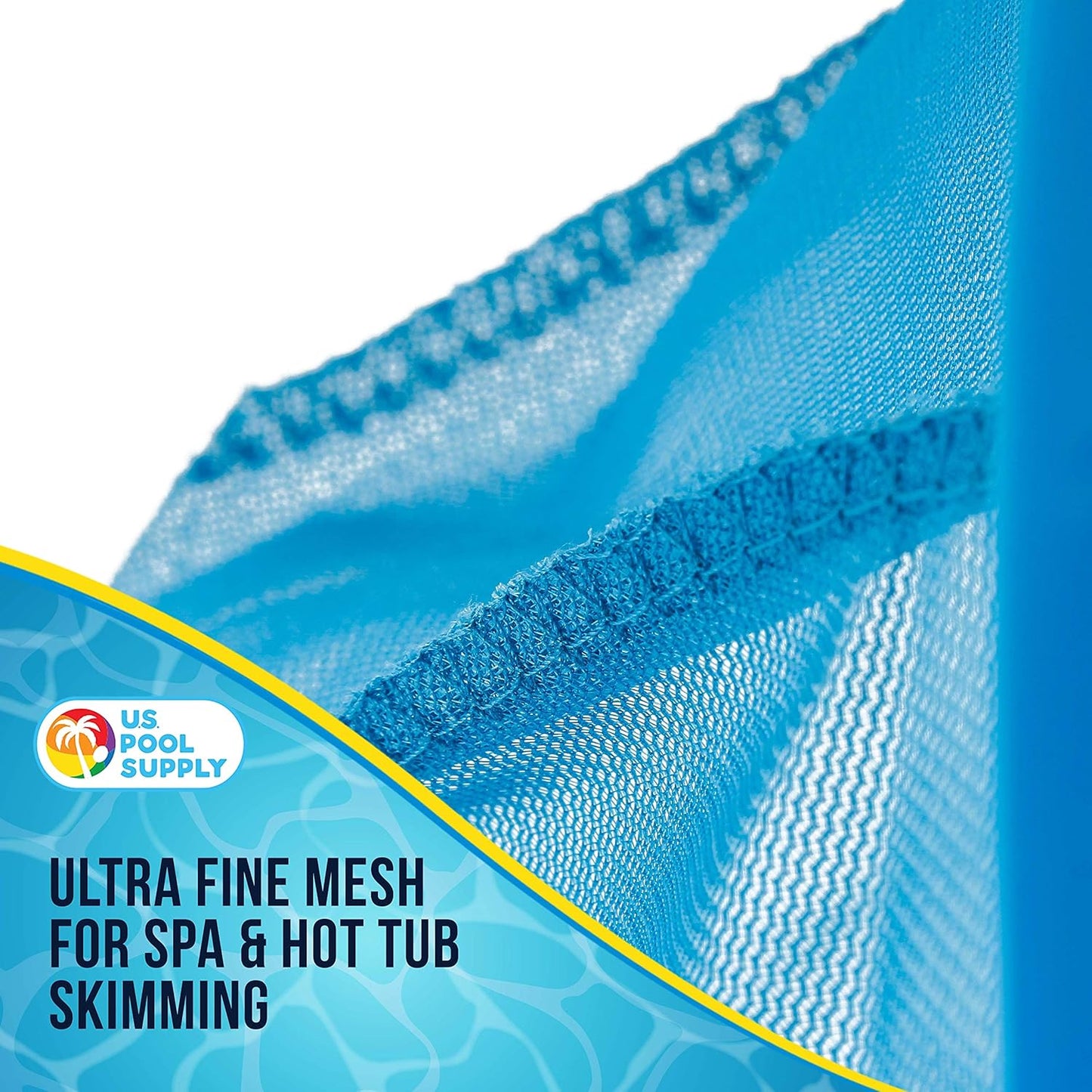 U.S. Pool Supply Professional Spa, Hot Tub, Pool Hand Leaf Skimmer Net with Aluminum Pole - Deep Ultra Fine Mesh Netting Bag Basket, Clean The Finest Debris - Pond Small Kid Kiddie Inflatable Pool