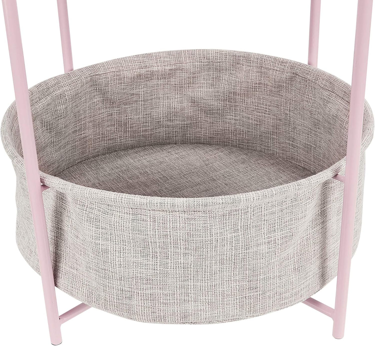 Amazon Basics Round End Table with Storage Bin, Easy Assembly, Bedroom Accent Table, 17.7" D x 17.7" W x 18.9" H, Dusty Pink | Side Table