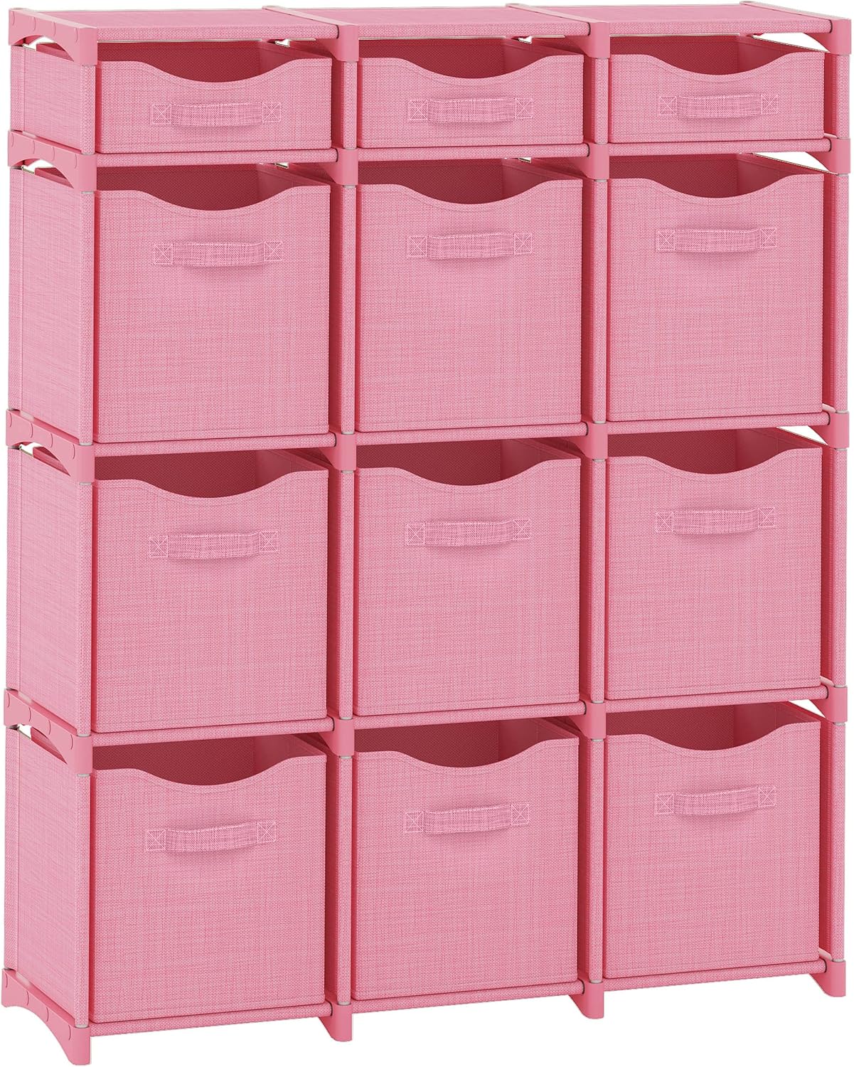 Cube Storage Organizer with Storage Bins Included - The Perfect Closet Organizers and Storage Solution. Includes 12 Storage Cubes, Great For Toy Storage, Closet Storage, Clothes Storage (Pink)