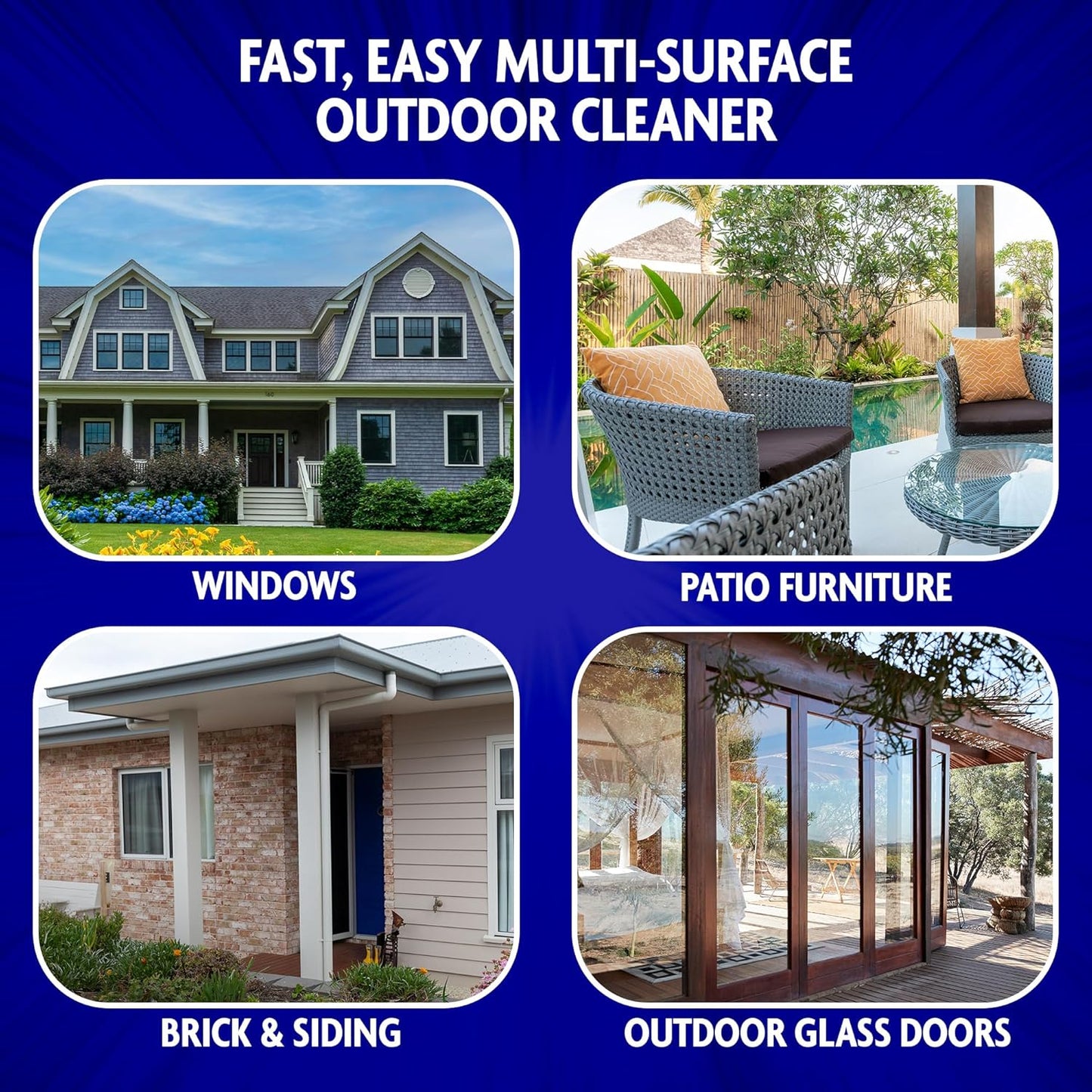 Windex Outdoor Window and Glass Cleaner for Hose Ammonia Free, Concentrated Formula for Deep Outdoor Clean, Patio Cleaner, Compatible With All Hoses, 32 Fl Oz (Pack of 2)