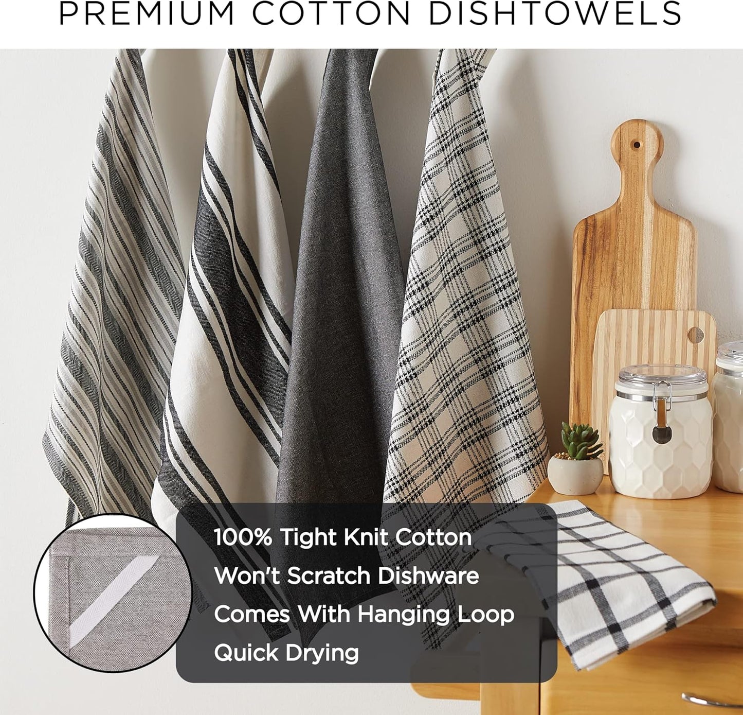 DII Everyday Basic Collection Woven Dishtowel Set, 20x28, Eggplant, 8 Piece
