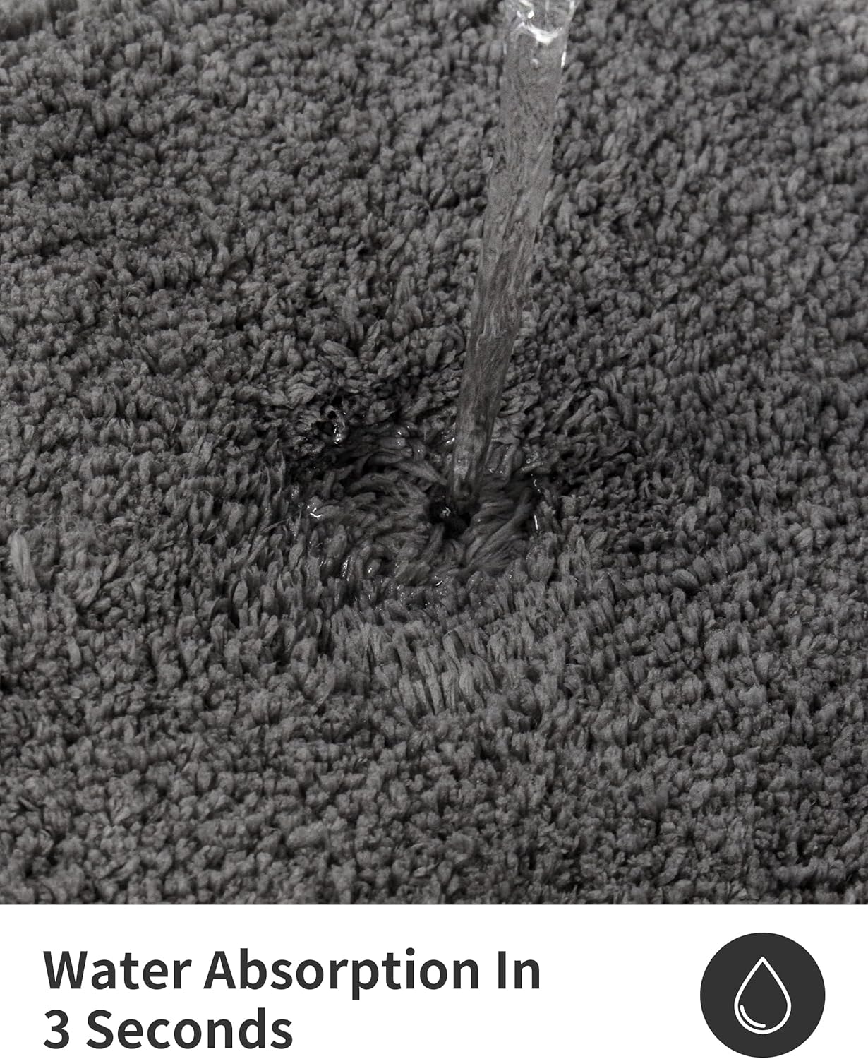 ILANGO Dark Gray Bathroom Rugs 30" × 20" Non Slip & Super Absorbent Extra Thick Soft, Washable Bath Mat for Floor, Microfiber Plush Shaggy Bath Rug with Rubber for Bathtub Shower Room Sink