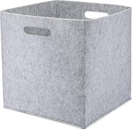 Parker Baby Co. Foldable Felt Storage Cube Bin, 11 Inch Storage Bin - Gray | Collapsible cubby basket stores diapers, toys, blankets & closet essentials. Soft felt fabric, flexible & foldable structure