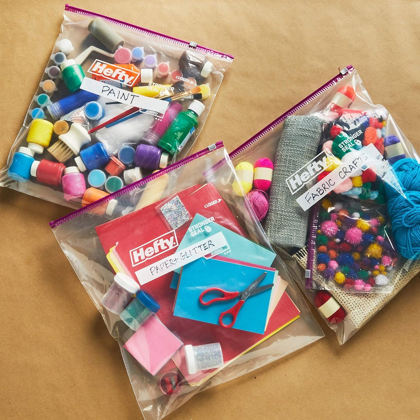 Hefty Slider Jumbo Storage Bags, 10 Count, 2.5 Gallon Extra Large Storage Bags for Bulk Leftovers, Travel Clothes, Shoes, Office Supplies, and More, Writable Label, Secure Zip and Click Closure
