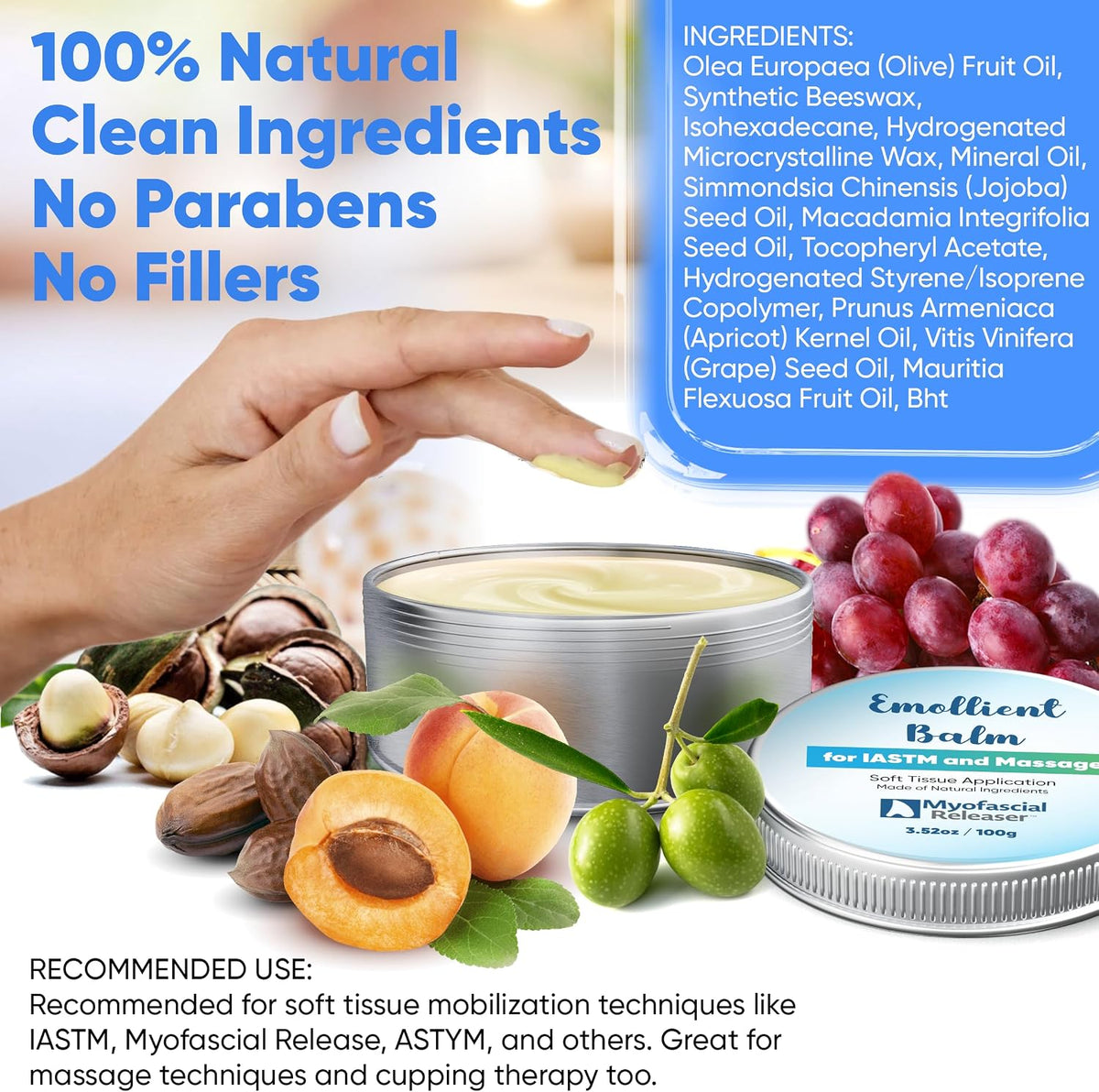 Myofascial Releaser Emollient Balm for Gua Sha Tools, Muscle Scraper Tool