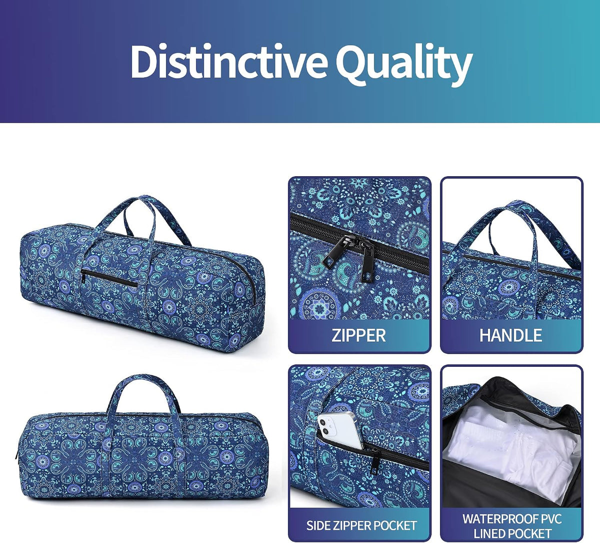 Boulder Bee | Yoga Mat Bag | Large Yoga Mat Carrier with Wet Pocket | Yoga Gifts | Gym Tote Bag for Women