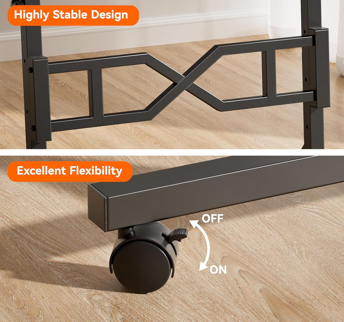 Oransail Small Standing Desk with Wheels, 29.5-45.3 Inch Adjustable Height, Portable Treadmill Desk, Rolling Computer Table for Walking Pad with a Cup Holder and a Hook