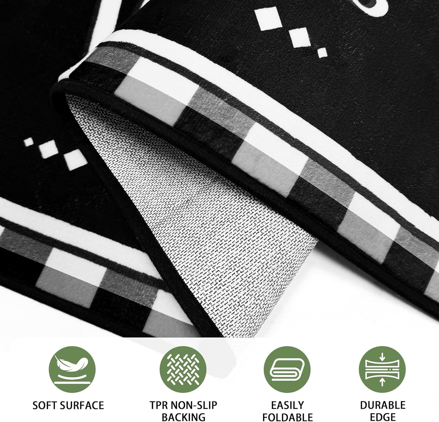 Washable Laundry Room Rug, 20"X47" Non Slip Laundry Mat Runner Soft Low-Pile Laundry Room Organization Farmhouse Decor Area Rug for Entryway Hallway Kitchen Bathroom Black Plaid