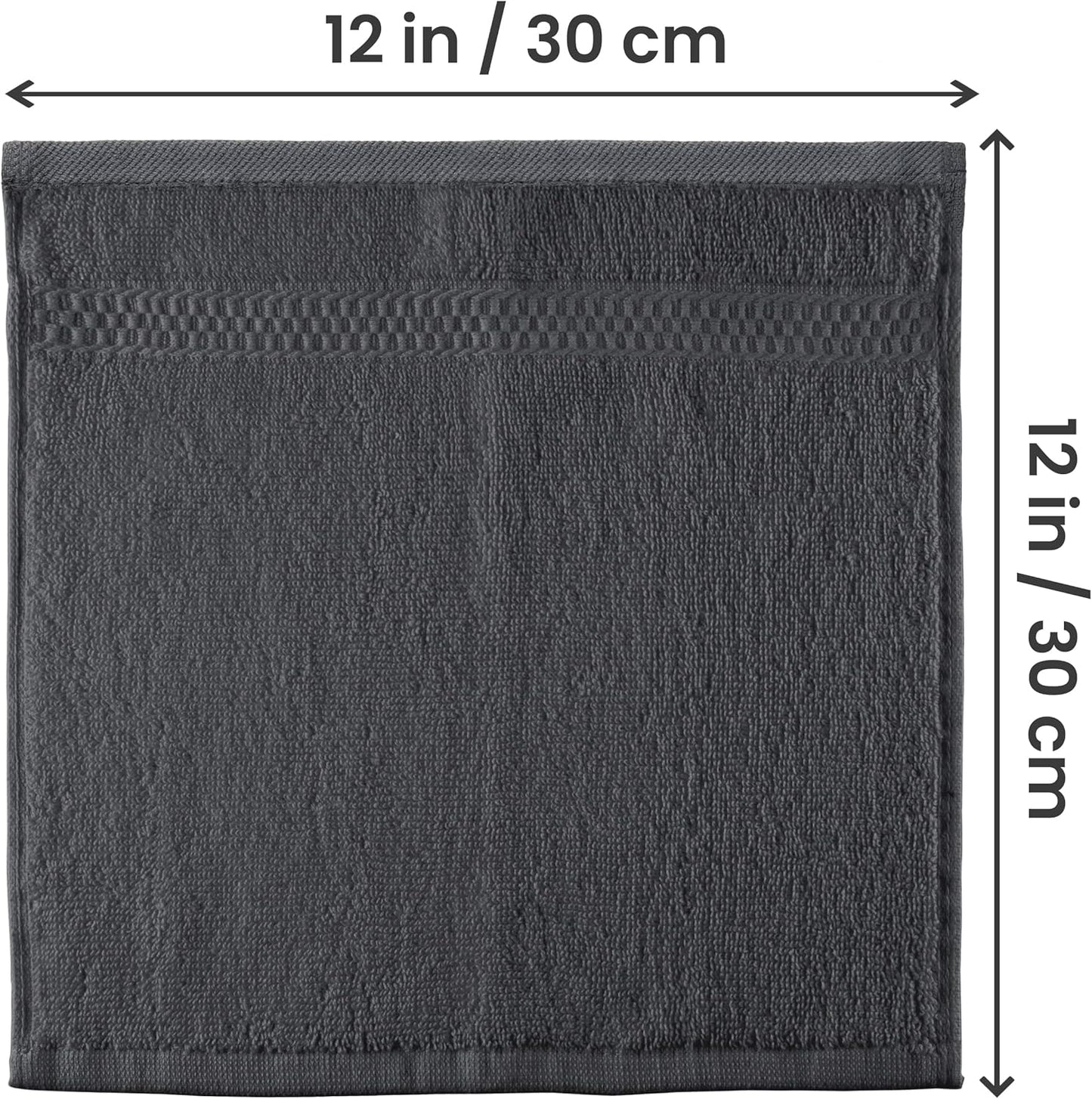 Utopia Towels 12 Pack Premium Wash Cloths Set, 12 by 12 Inches, 100% Cotton Ring Spun, Highly Absorbent and Soft Feel Essential Washcloths for Bathroom, Spa, Gym, and Face, Grey