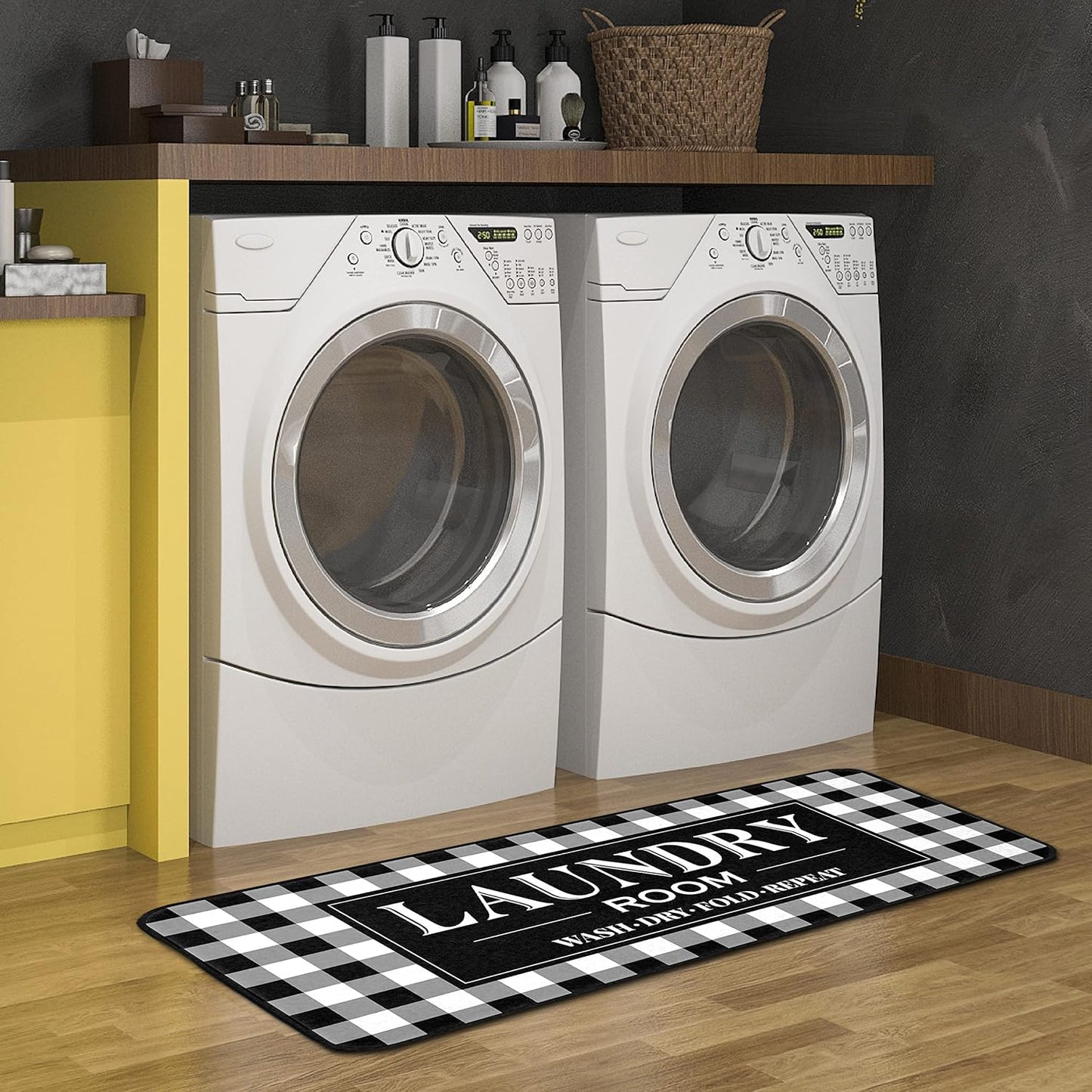 ROMAMIGO Rug Runner Non Slip Floor Mat for Mudroom Laundromat Farmhouse Kitchen Bathroom Laundry Room Decor Accessories(20 X 47 inch, Buffalo Plaid)