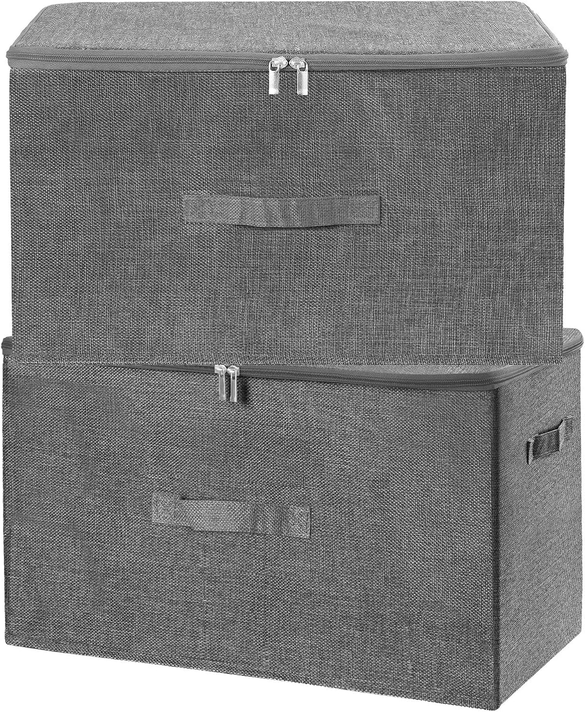 ANMINY Fabric Storage Bins with Zipper Lids, 20"x15"x12", Gray, 2 PCS