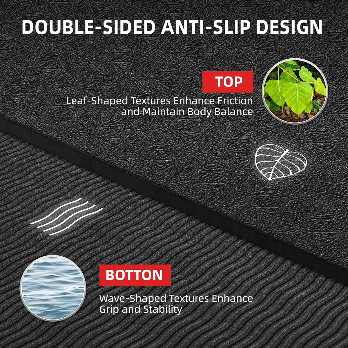 Extra Large Yoga Mat – 72"x48" or 78"x57", 1/4"–1/2" Thick Mat for Women & Men, TPE Non-Slip Pilates Mat for Home Gym, Yoga, Stretching, Meditation