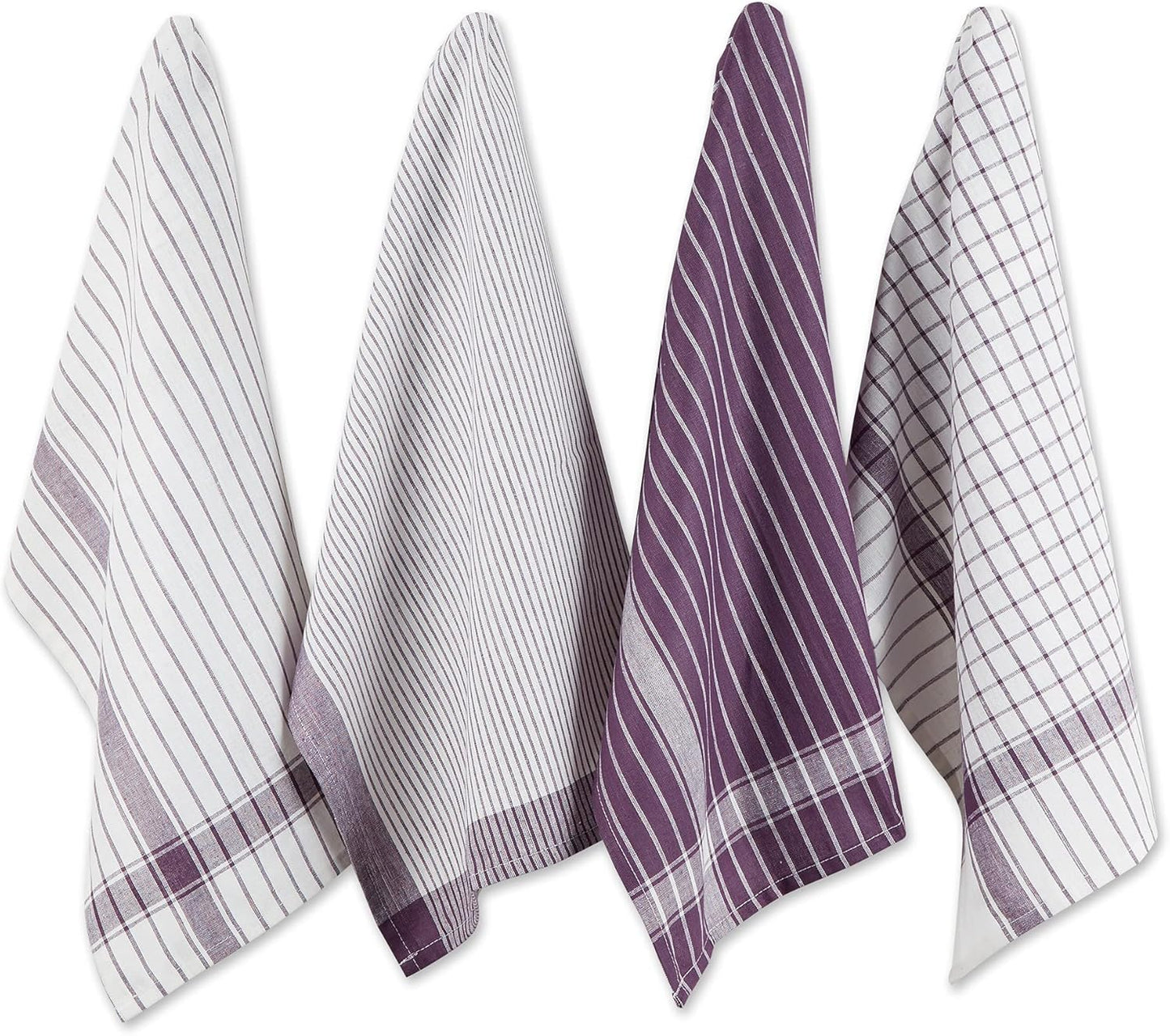 DII Everyday Basic Collection Woven Dishtowel Set, 20x28, Eggplant, 8 Piece