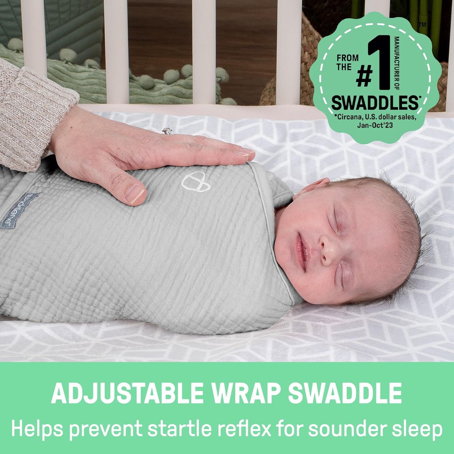 SwaddleMe by Ingenuity Muslin Original Swaddle, 100% Cotton, Size Small/Medium, for Ages 0-3 Months, 7-14 Pounds, Up to 26 Inches Long, 1.5 TOG - Cream