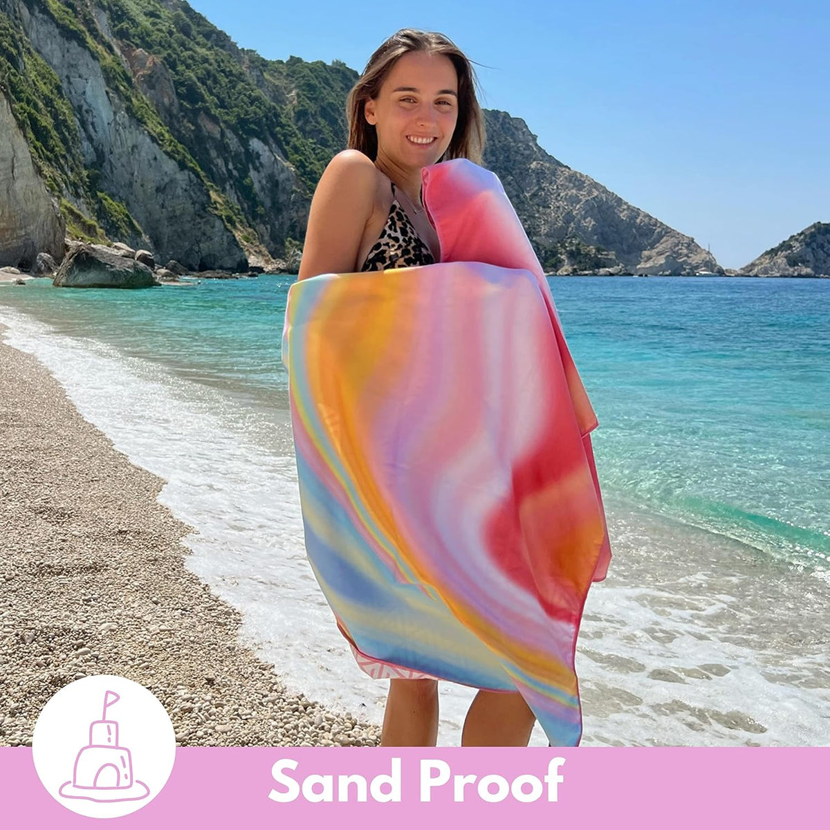 ECCOSOPHY Microfiber Beach Towel - Quick Dry, Sand Free and Oversized 71x35