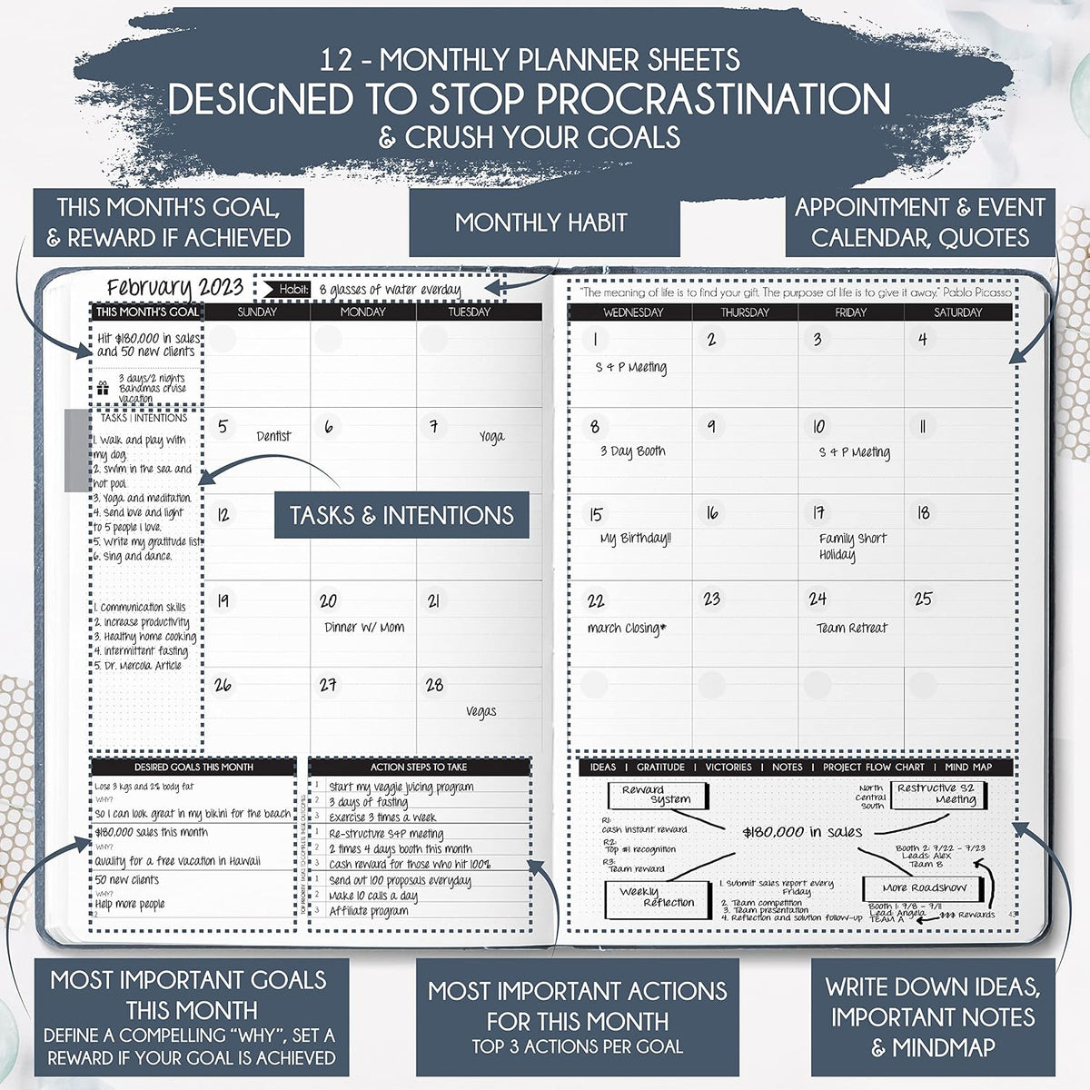 Life & Goal Planner - Weekly & Monthly Planners for Women & Men