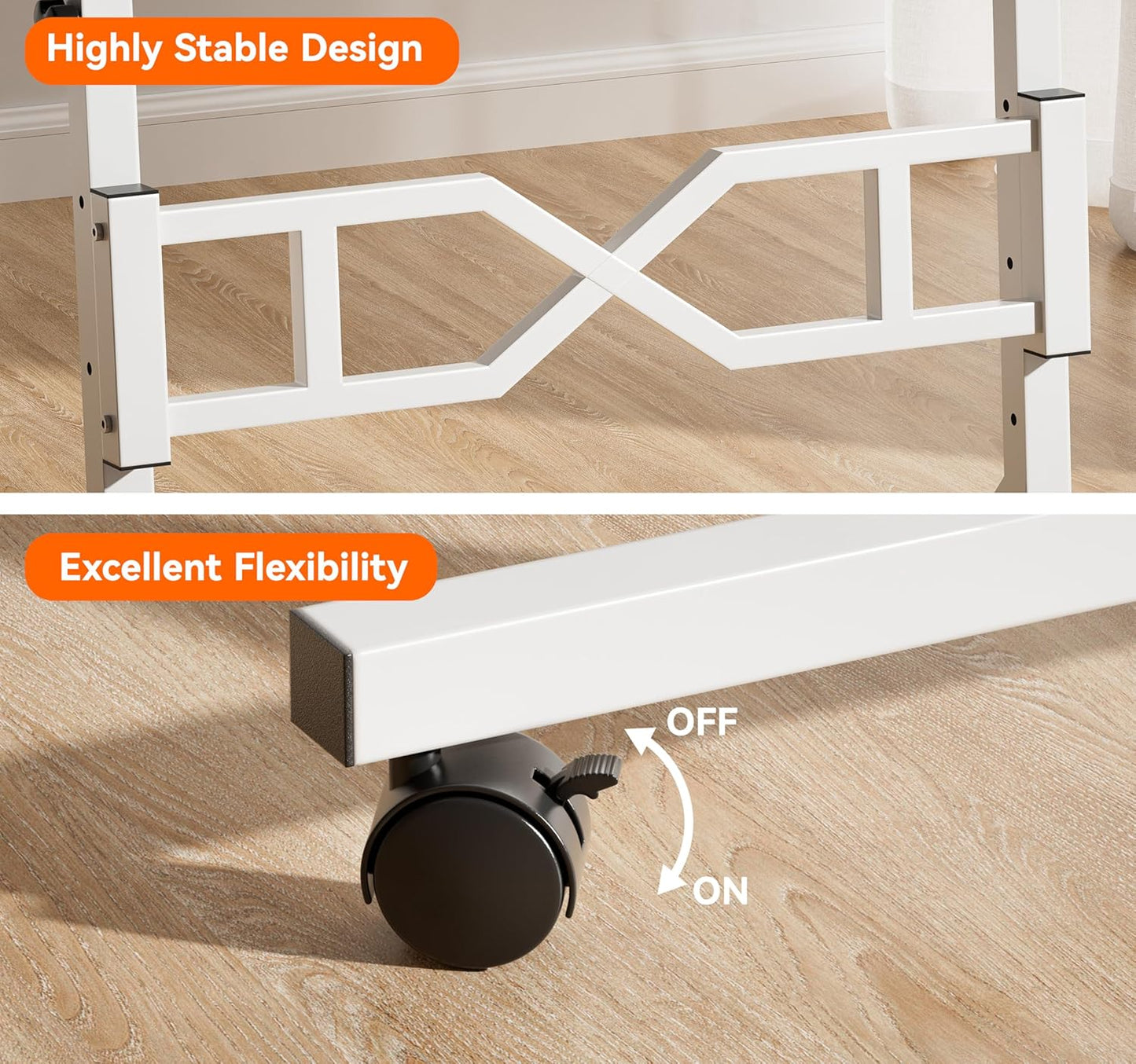 Oransail Small Standing Desk with Wheels, 29.5-45.3 Inch Adjustable Height, Portable Treadmill Desk, Rolling Computer Table for Walking Pad with a Cup Holder and a Hook