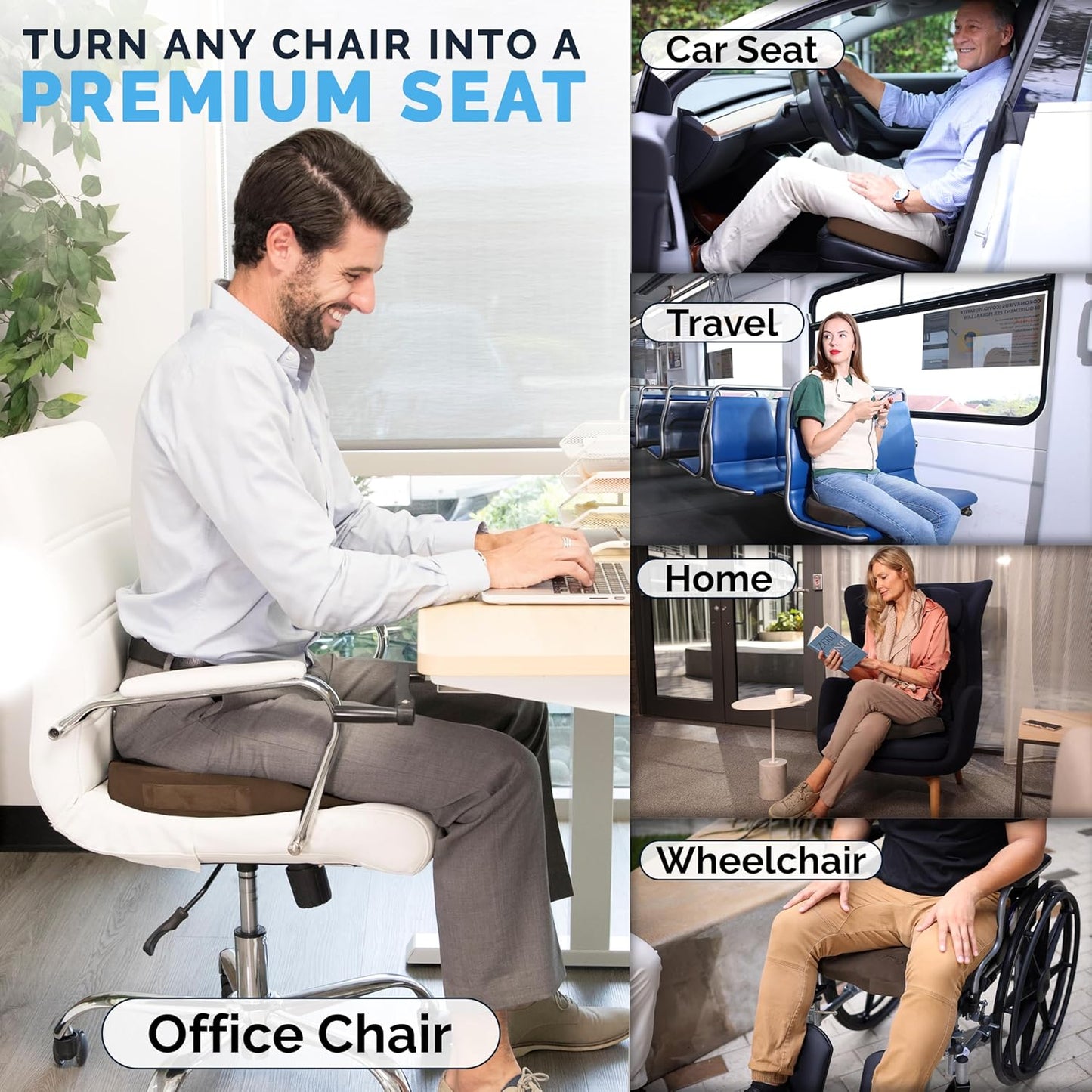 ComfiLife Premium Gel & Memory Foam Seat Cushion – Doctor Recommended Office Chair Cushion, Car Seat Cushion – Chair Cushions for Back & Sciatica Pain Relief – Seat Cushions for Office & Desk (Black)
