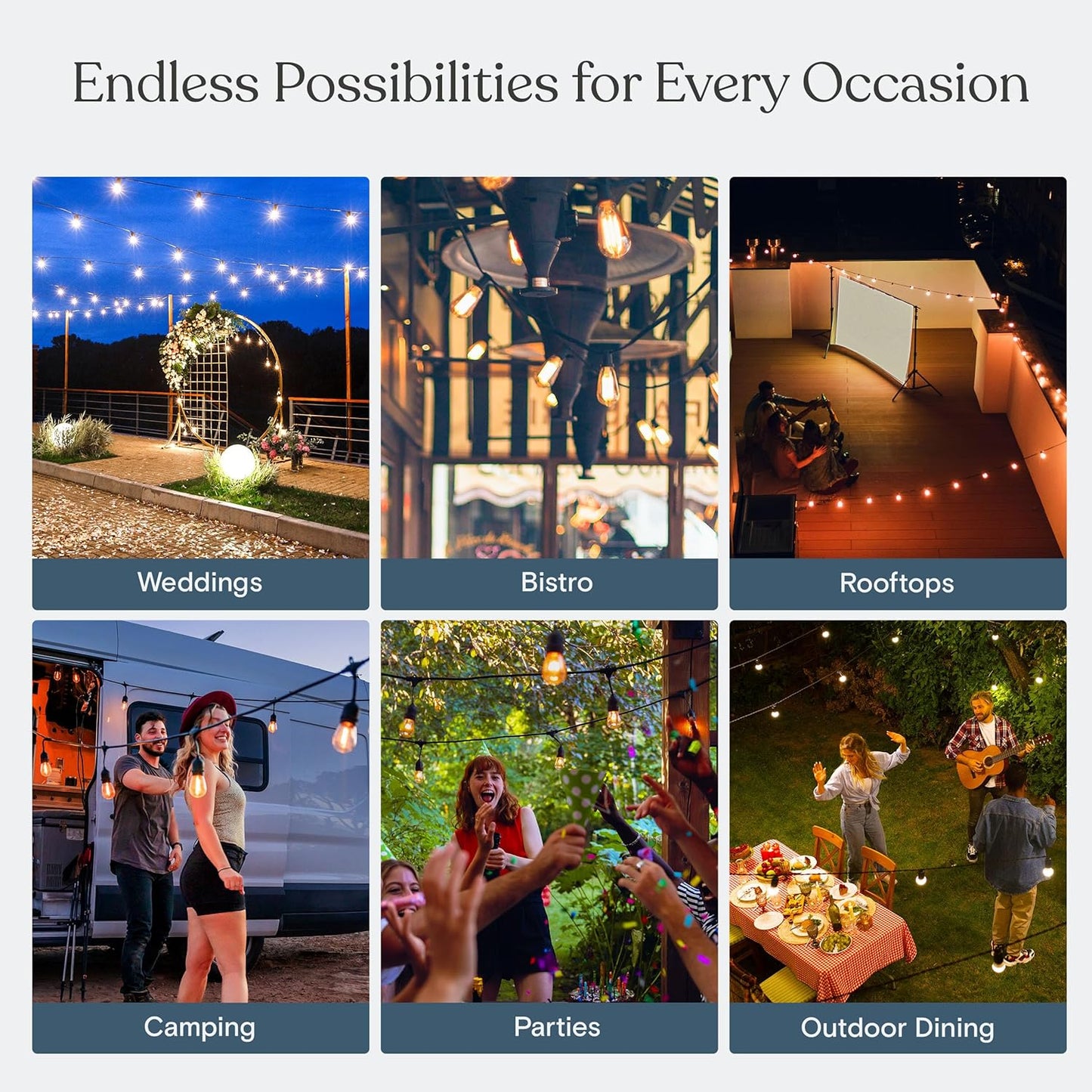 Brightech Ambience Pro Solar Powered Outdoor String Lights -27 ft Commercial Grade Waterproof Edison Patio Lights, Shatterproof LED String Lights for Outside, Porch - 12 Bulbs, 1W Soft White