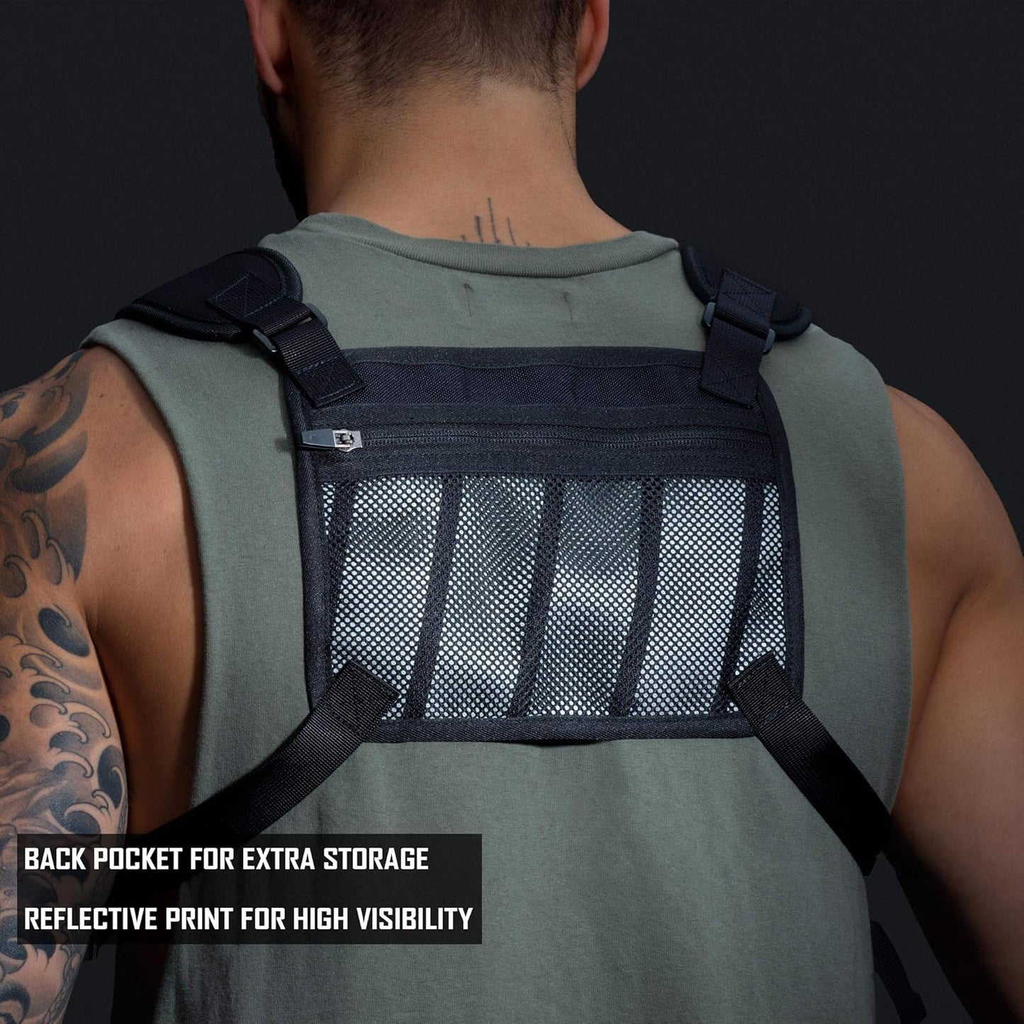 MVRK Water Resistant Running Vest Chest Pack, Phone Holder for Running, Lightweight Training Pack with Reflective Detail