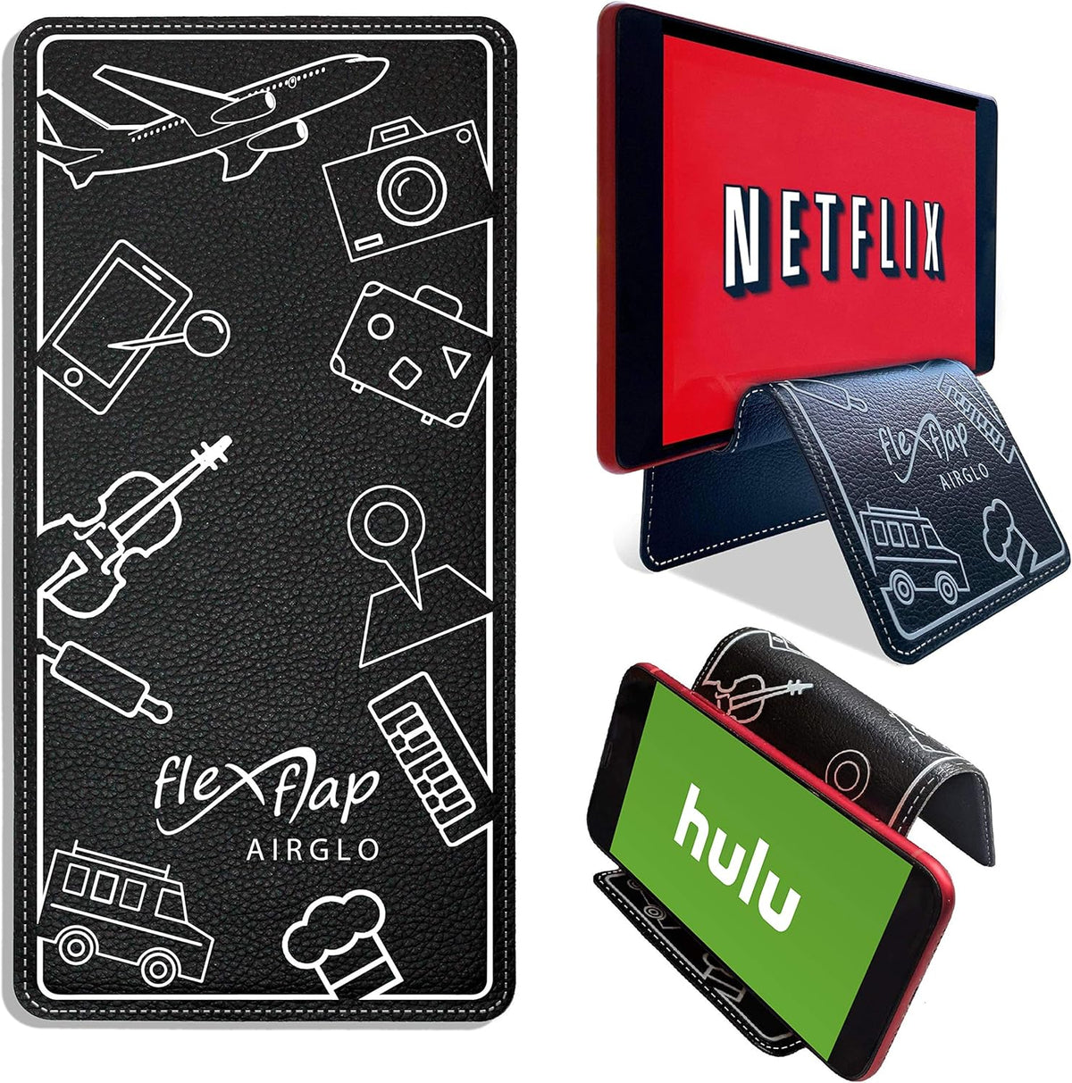 Flex Flap Cell Phone Holder & Flexible Tablet Stand for Desk, Bed, Treadmill, Home & Airplane Travel - XL
