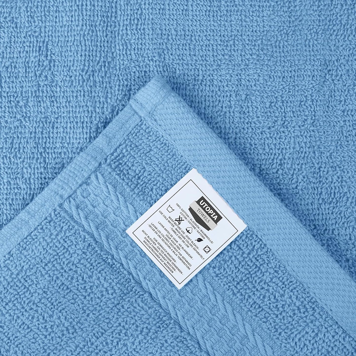 Utopia Towels 12 Pack Premium Wash Cloths Set, 12 by 12 Inches, 100% Cotton Ring Spun, Highly Absorbent and Soft Feel Essential Washcloths for Bathroom, Spa, Gym, and Face, Electric Blue