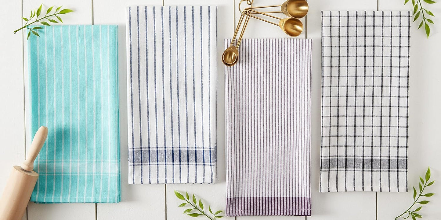 DII Everyday Basic Collection Woven Dishtowel Set, 20x28, Eggplant, 8 Piece