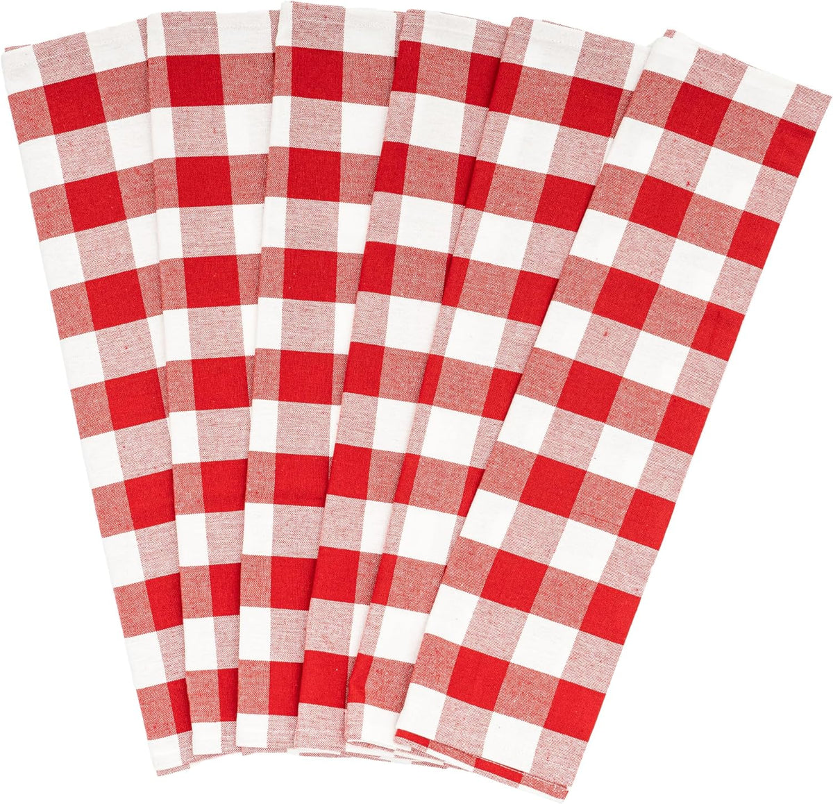 Blue and White Plaid Kitchen Towels - Set of 6 Blue Checkered, 100% Cotton, Lint-Free Kitchen Towels with Hanging Loop - Versatile Uses Including Kitchen Towels, Hand Towels, Dish Towels (6 Pack)