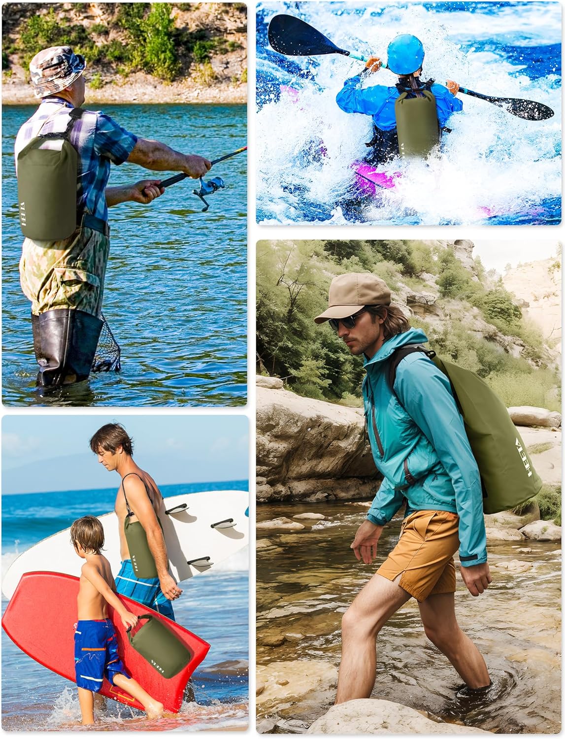 HEETA Waterproof Dry Bag for Women Men, 5L/10L/20L/30L/40L Roll Top Lightweight Dry Storage Bag Backpack with Emergency Whistle for Travel, Kayaking, Boating, Camping, Beach, Cruise Ship Essentials